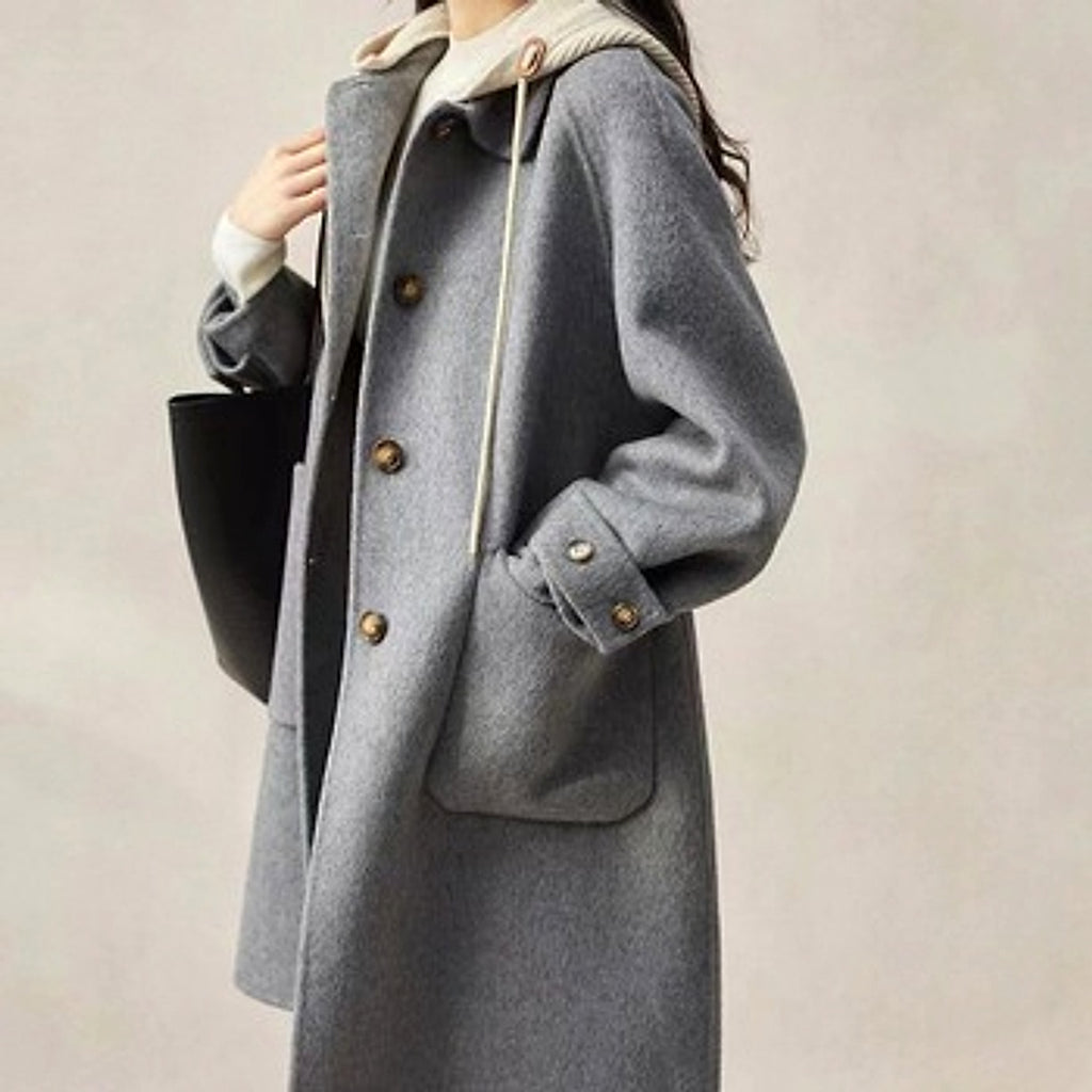 Water Ripple Cashmere Women's Long Reversible Coat – Luxury & Versatility - enhanced image 16