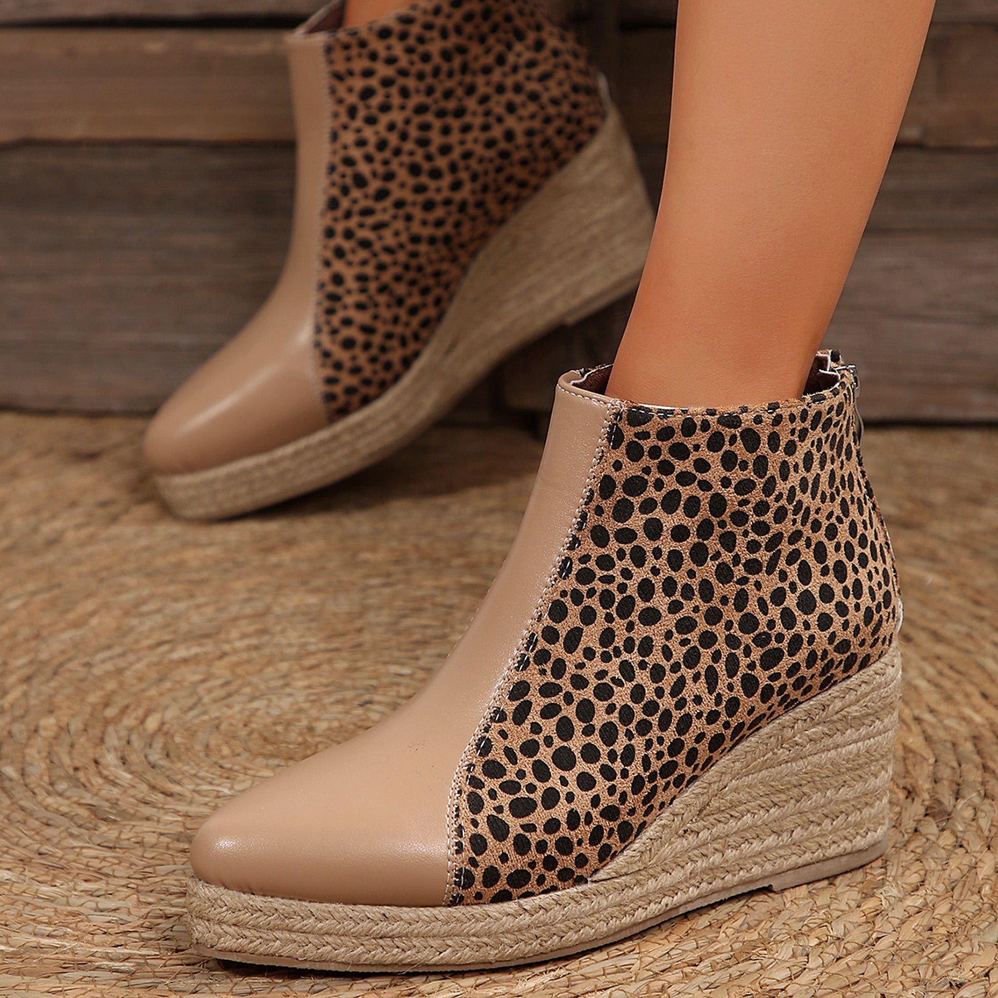 Women's Color-block Wedge Boots - enhanced image 16