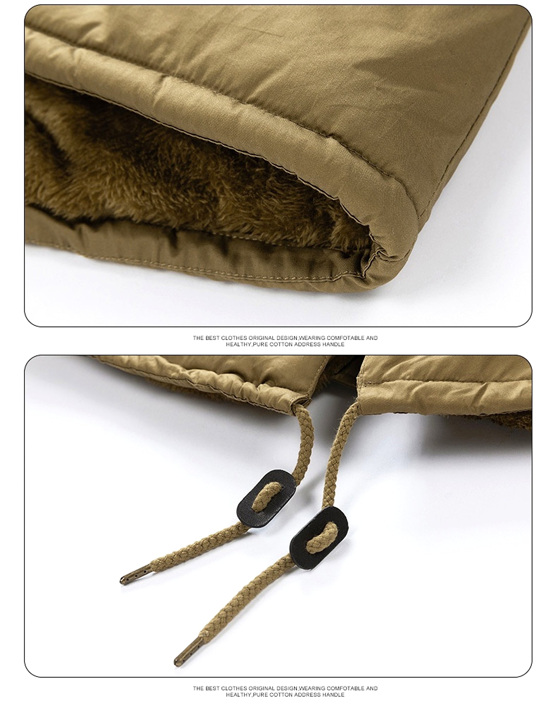 Zipper Solid Color Regular Brown Extra Thick Men 's Jacket - enhanced image 16