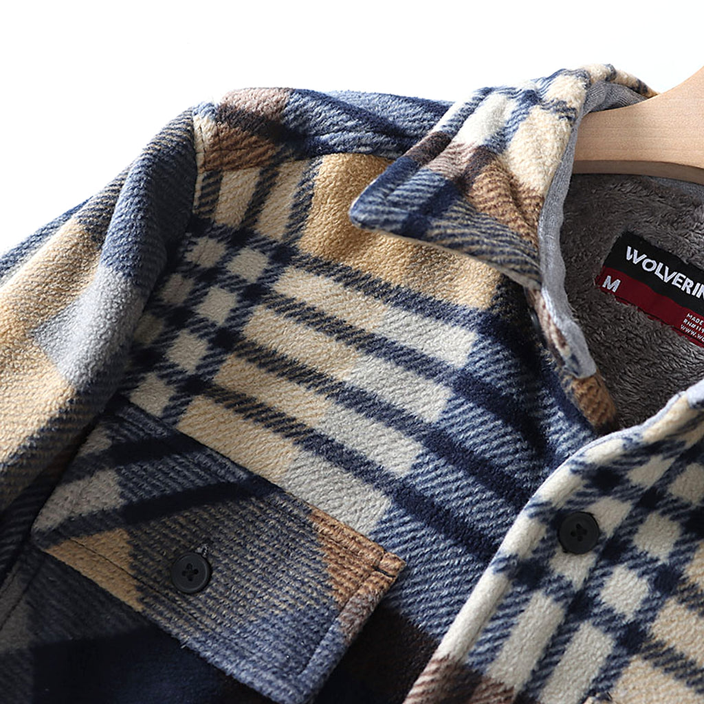 Flannel Plaid Warm Leisure Lapel Long Sleeve DressShirt - enhanced image 17