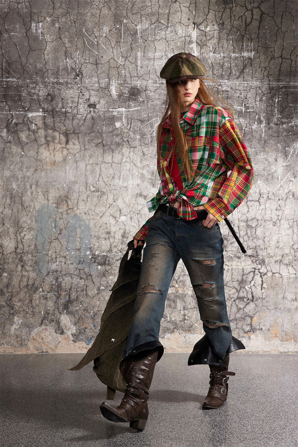 Irregular Spliced Plaid Blouse Women DressShirt - enhanced image 17