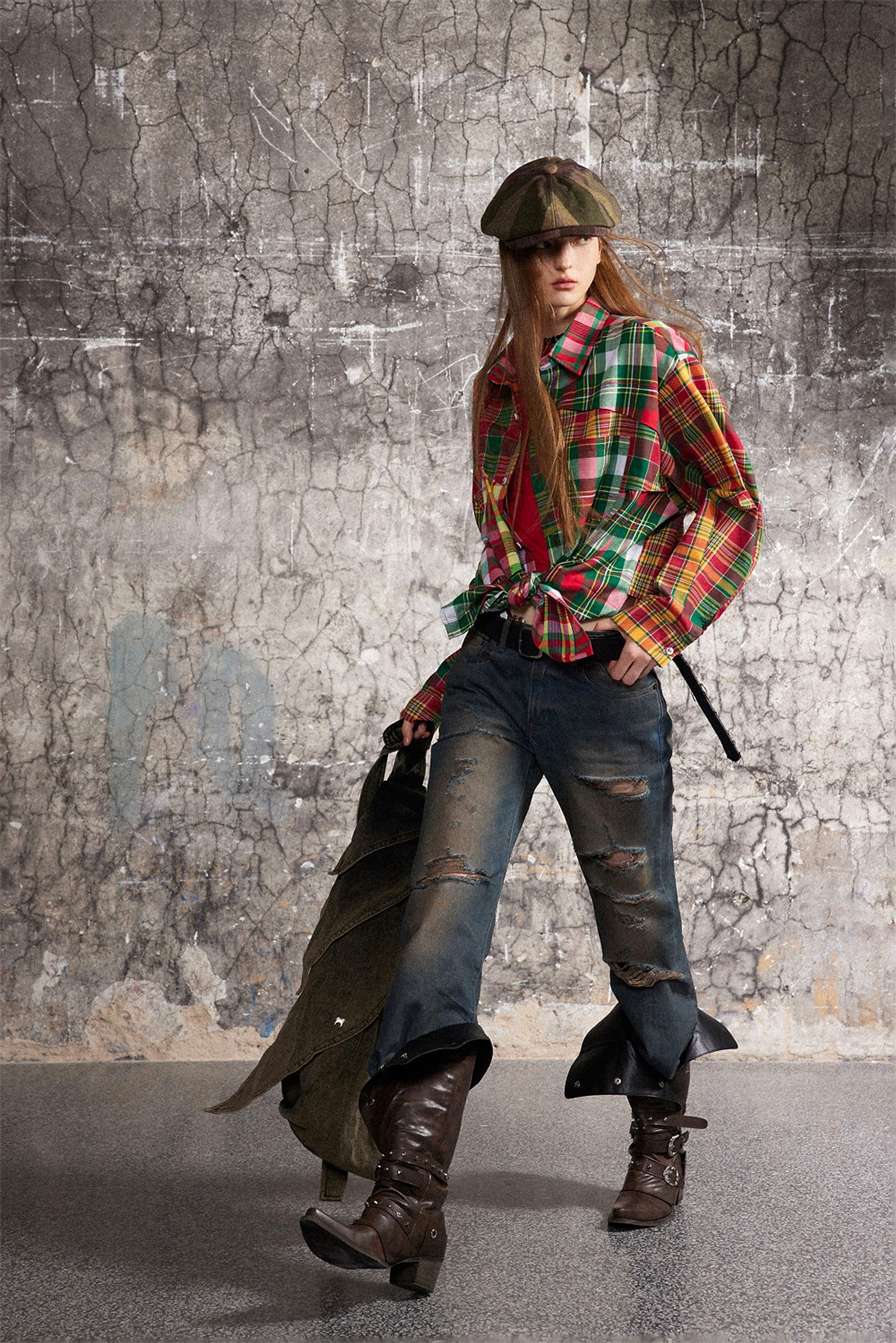 Irregular Spliced Plaid Blouse Women DressShirt - enhanced image 17