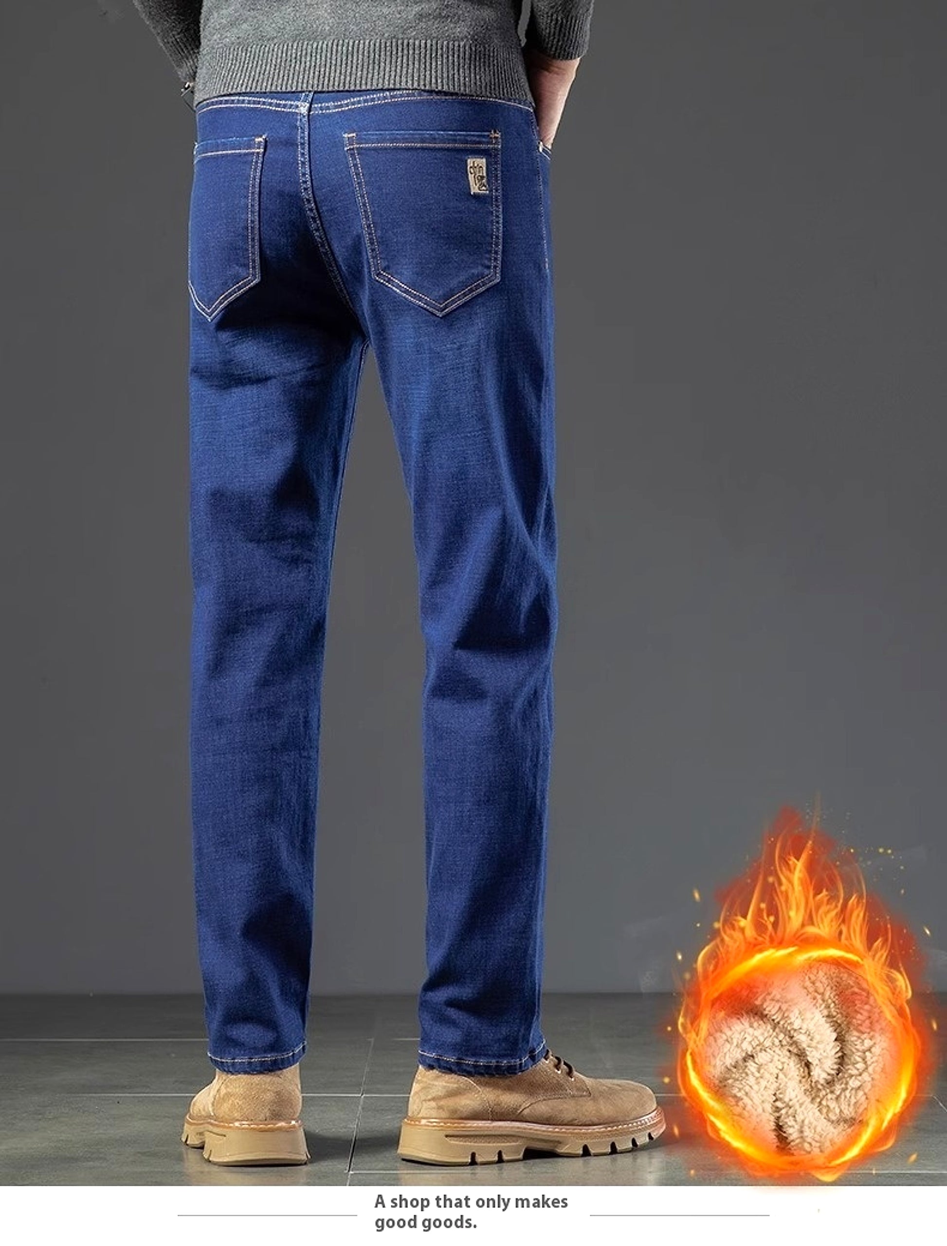 Men's Fleece Addition Denim Trousers Men's Pants Jeans Winter - enhanced image 17