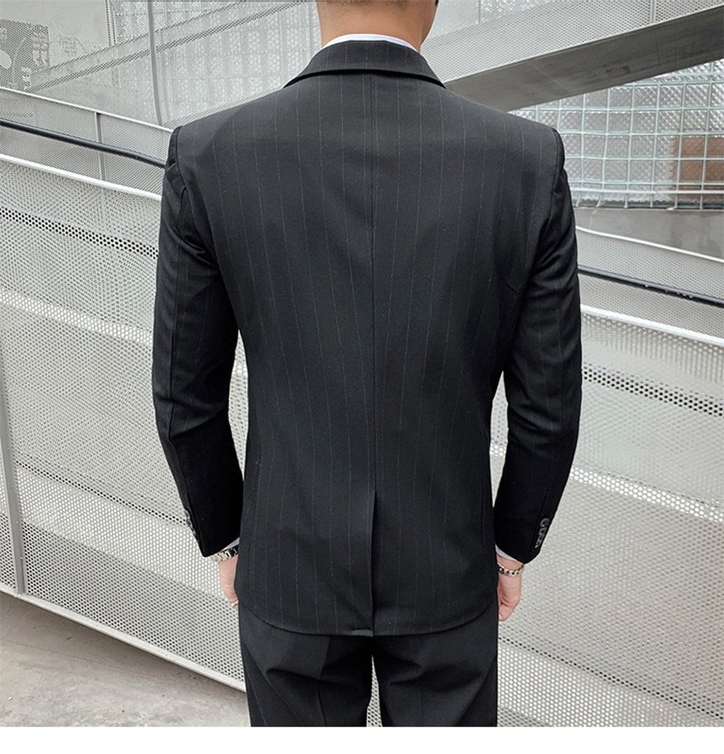 Striped Suit Men's Korean Style Small Suit Professional Business Suit - enhanced image 17