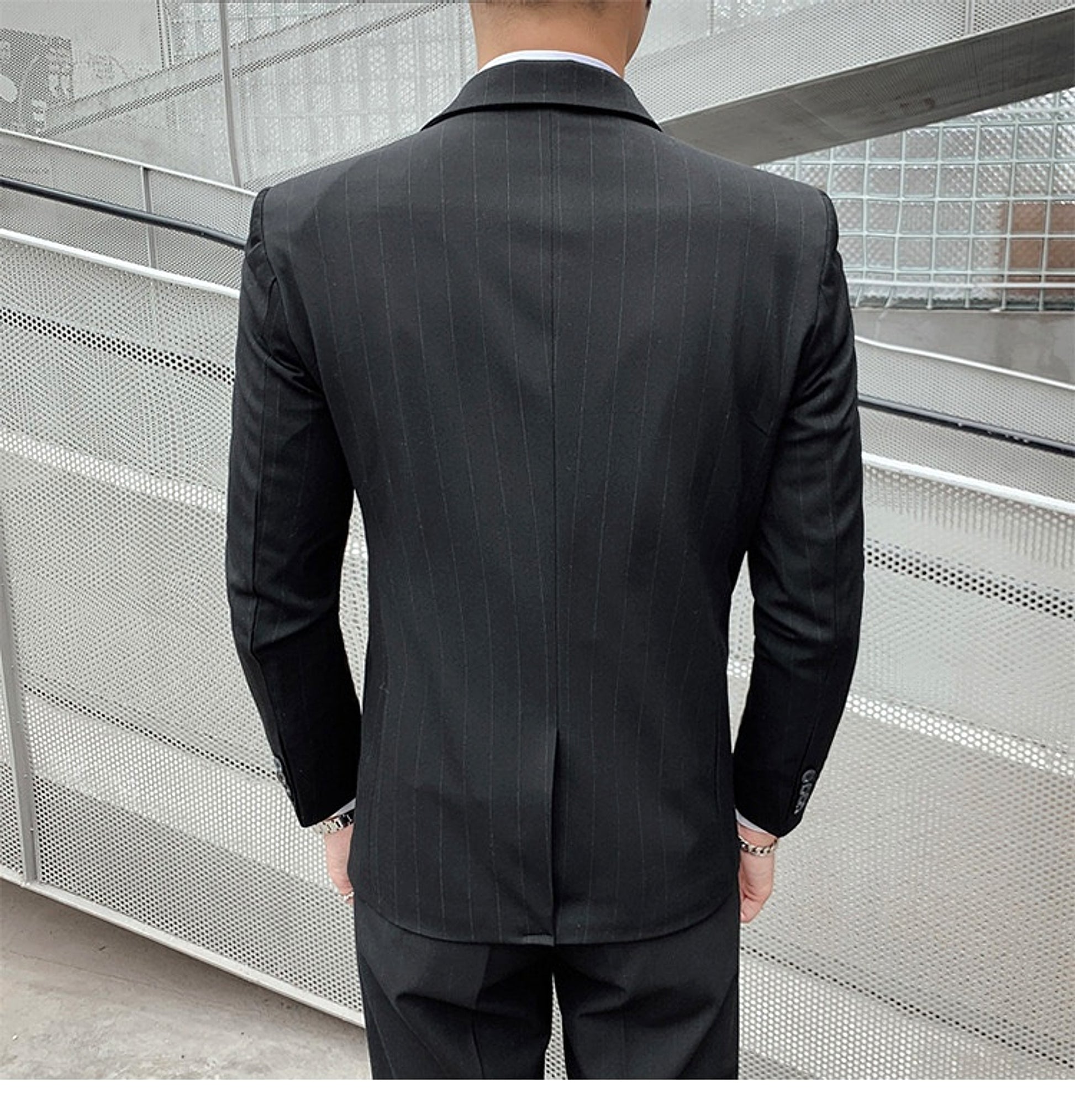 Striped Suit Men's Korean Style Small Suit Professional Business Suit - enhanced image 17