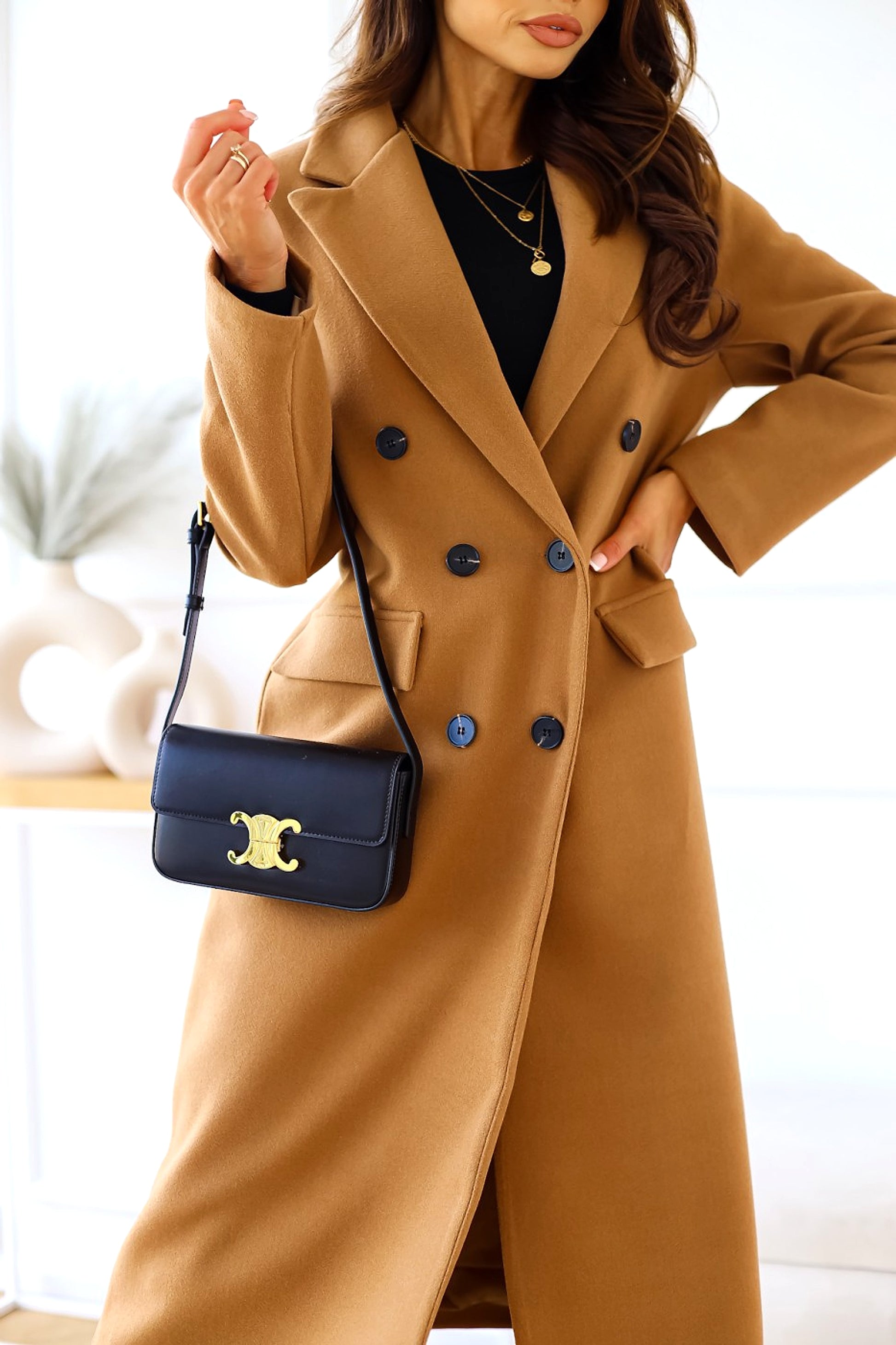 Women's Fashion Simple Double Breasted Long Sleeve Lapel Button Woolen Coat - enhanced image 17