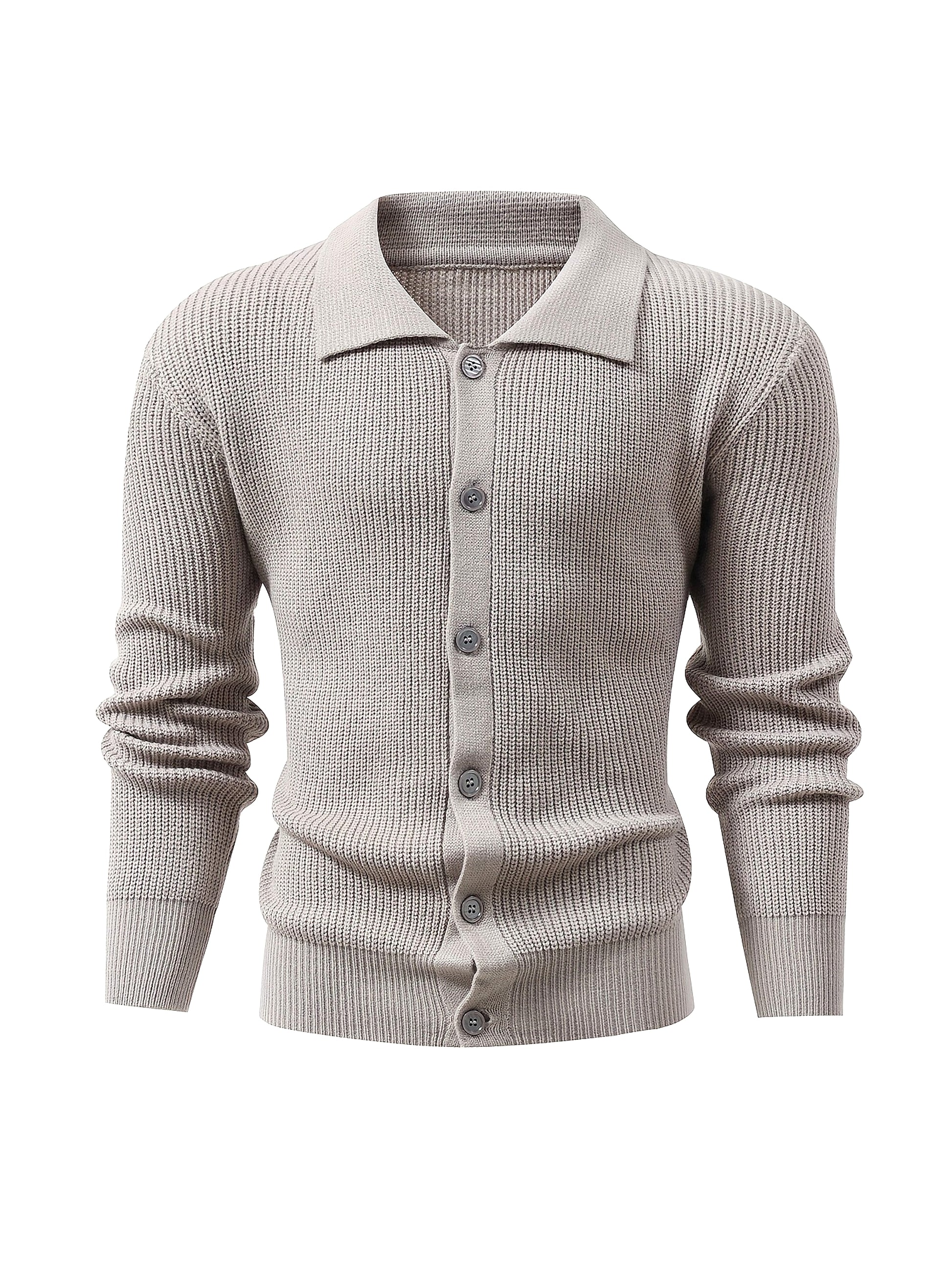Fashion Solid Color Simple Men's Knitwear Cardigan Sweater Coat - enhanced image 18