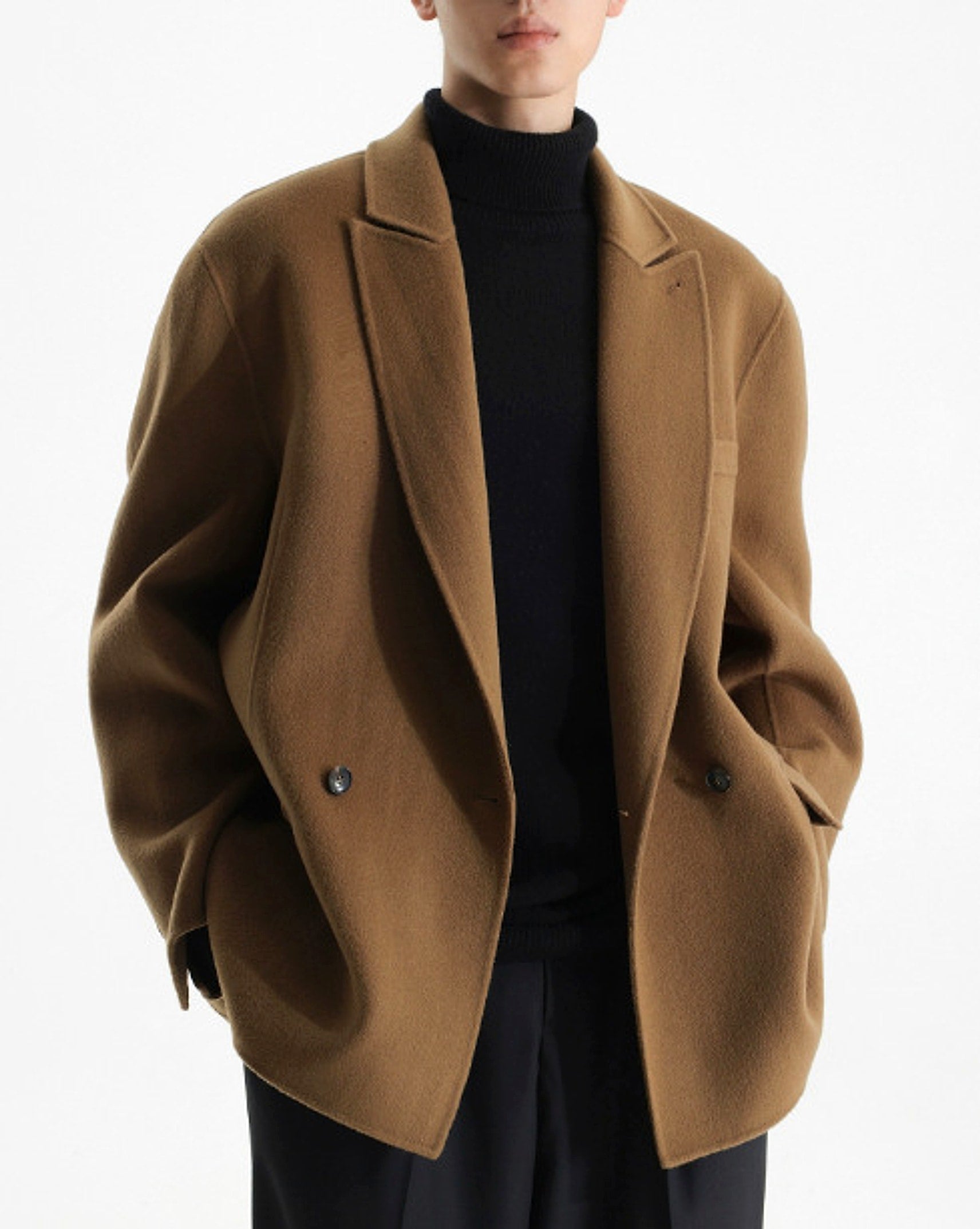 Gun Collar Double-faced Woolen Goods Woolen Suit Wool Coat For Men - enhanced image 18