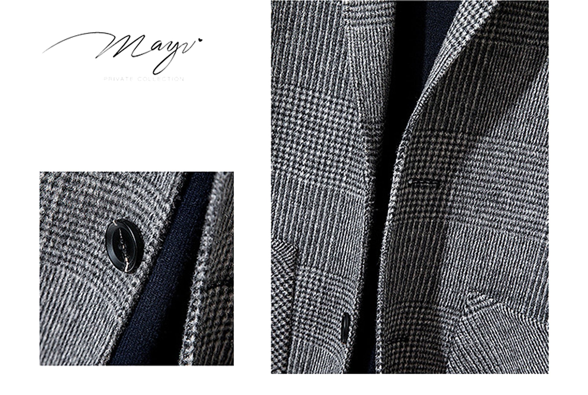Houndstooth reversible men's plaid woolen trench coat - enhanced image 18