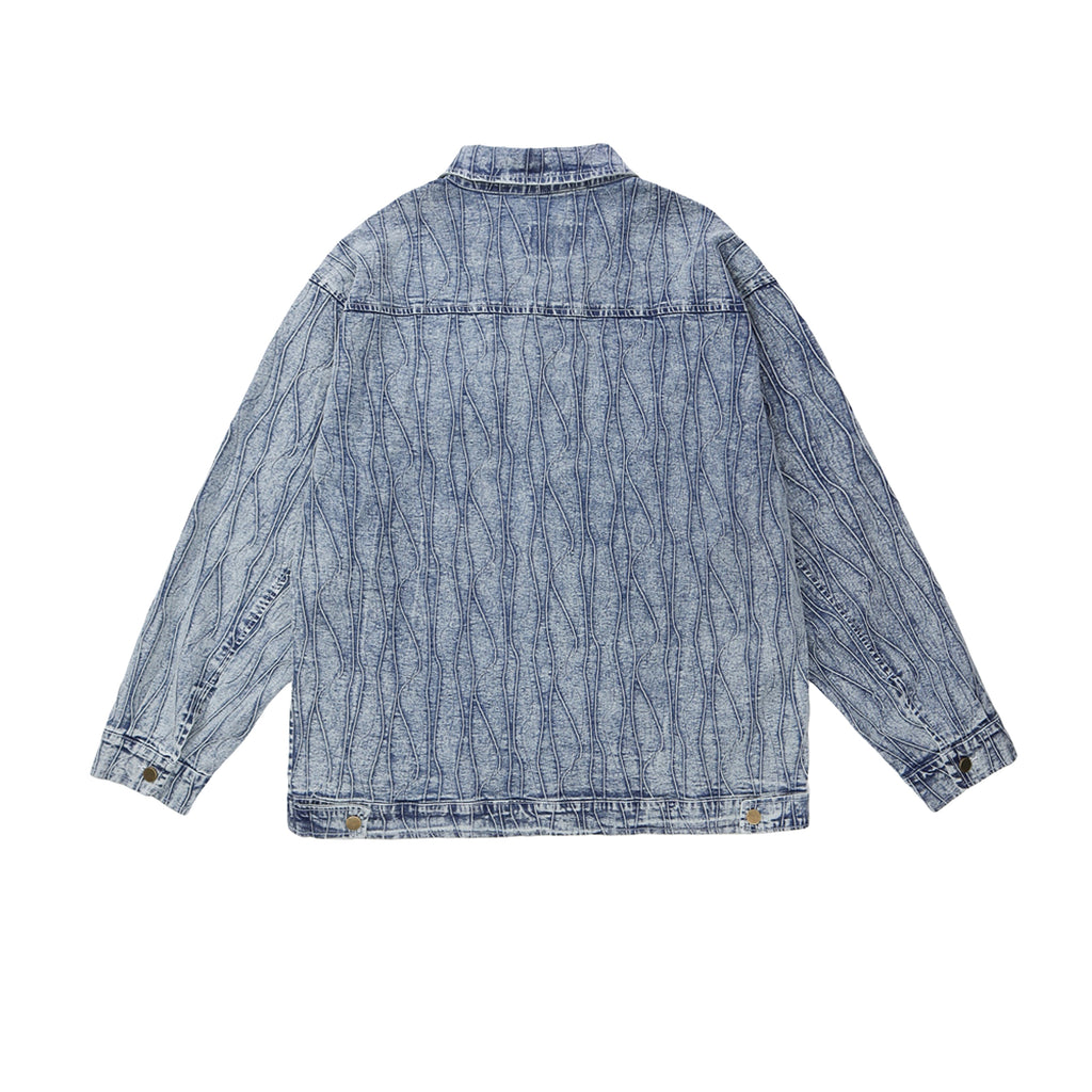 Jacquard Stone Washed Denim Jacket For Men And Women - enhanced image 18