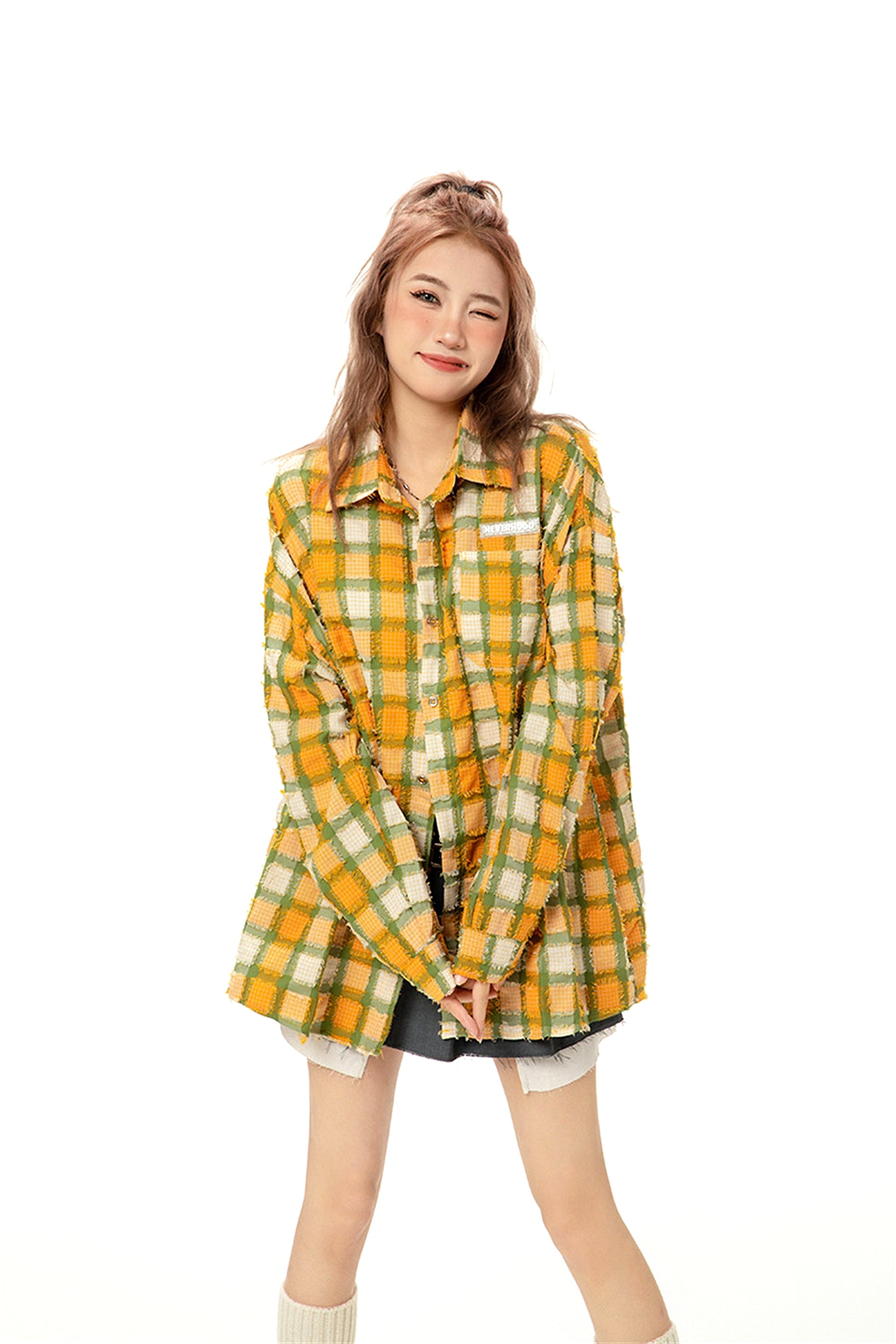 Loose Casual  High Street Frayed Design Lapel Women DressShirt - enhanced image 18