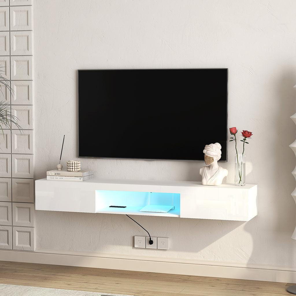LumiWall™ – Floating TV Wall Shelf with 16-Color LED Lights for 55–65" Screens (US Warehouse) - enhanced image 18