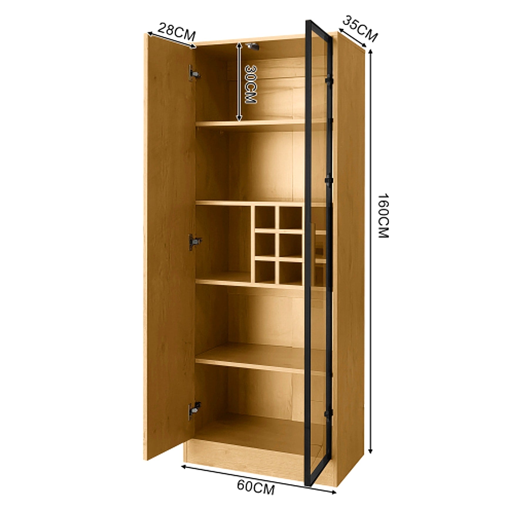 LuneluX_Home – Bathroom Cabinet with Glass Doors, LED Lighting & Wooden Finish (160 cm) - enhanced image 18