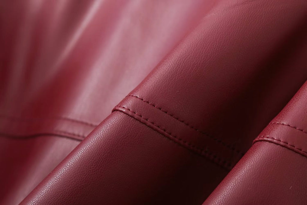 Retro Fashion Polo Collar Advanced PU Leather Jacket Coat - enhanced image 18