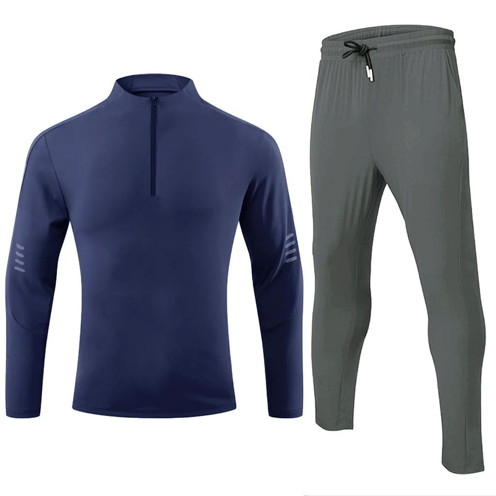 Sports Fitness Men's Long Sleeve Top Zip-up Shirt Trousers Two-piece Suit - enhanced image 18
