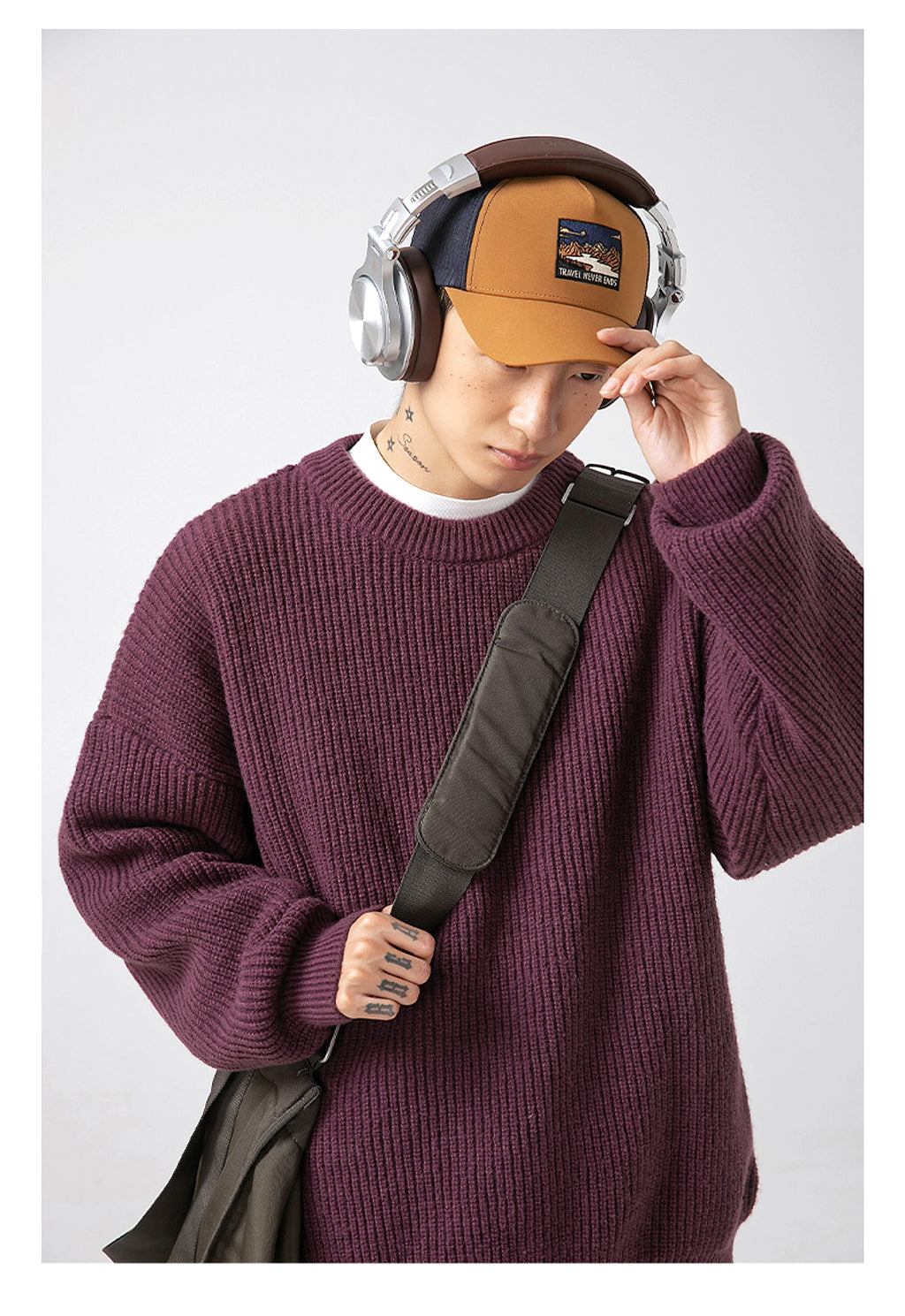 Thick Needle Sunken Stripe Texture Sweater Men's Autumn And Winter Solid Color Coat - enhanced image 18