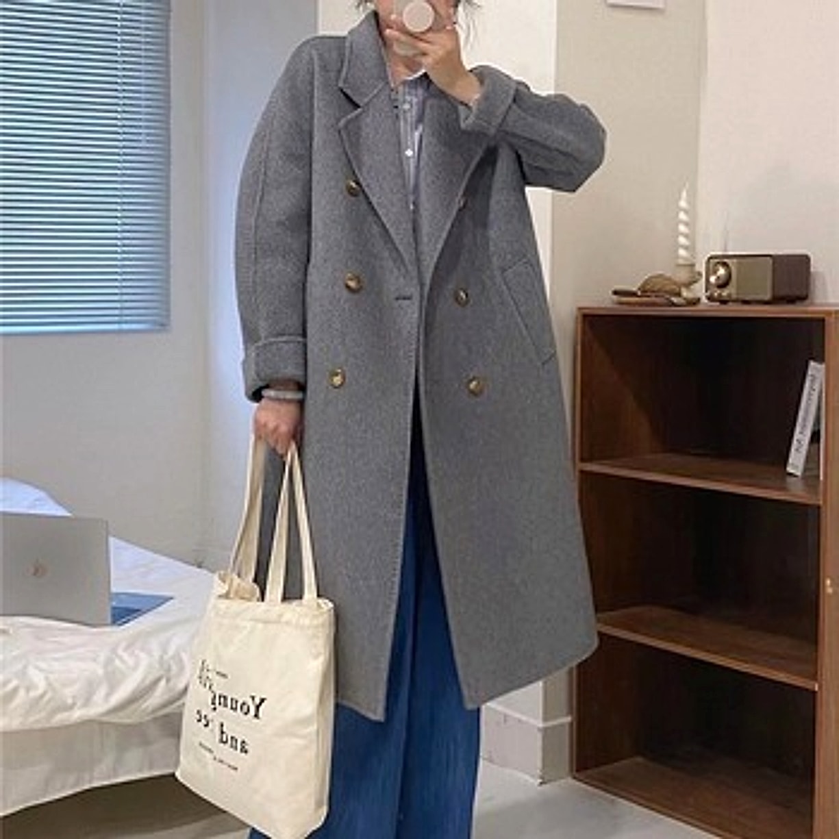 Water Ripple Cashmere Women's Long Reversible Coat – Luxury & Versatility - enhanced image 18