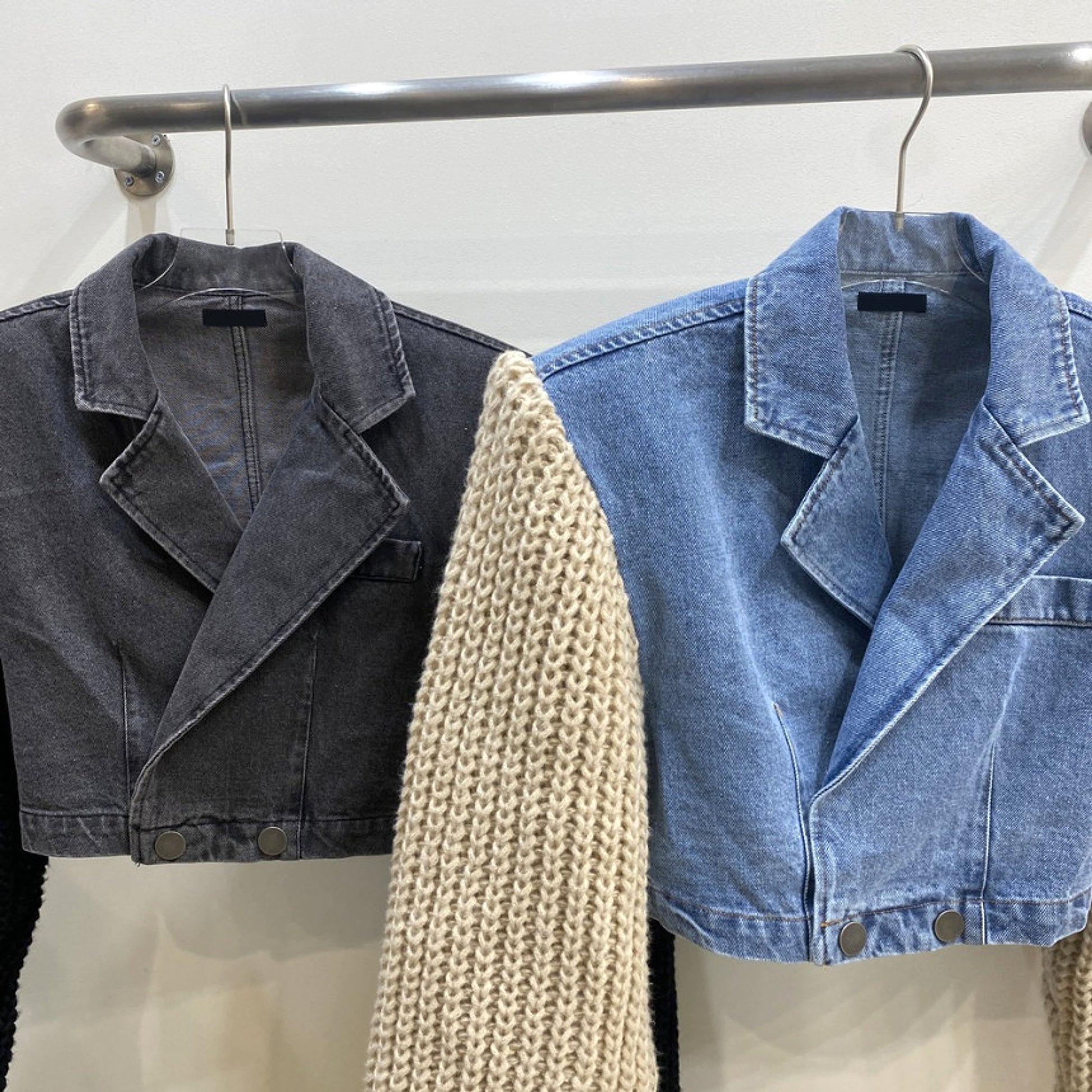 Women's Retro Minority Patchwork Knitting Denim Jacket - enhanced image 18