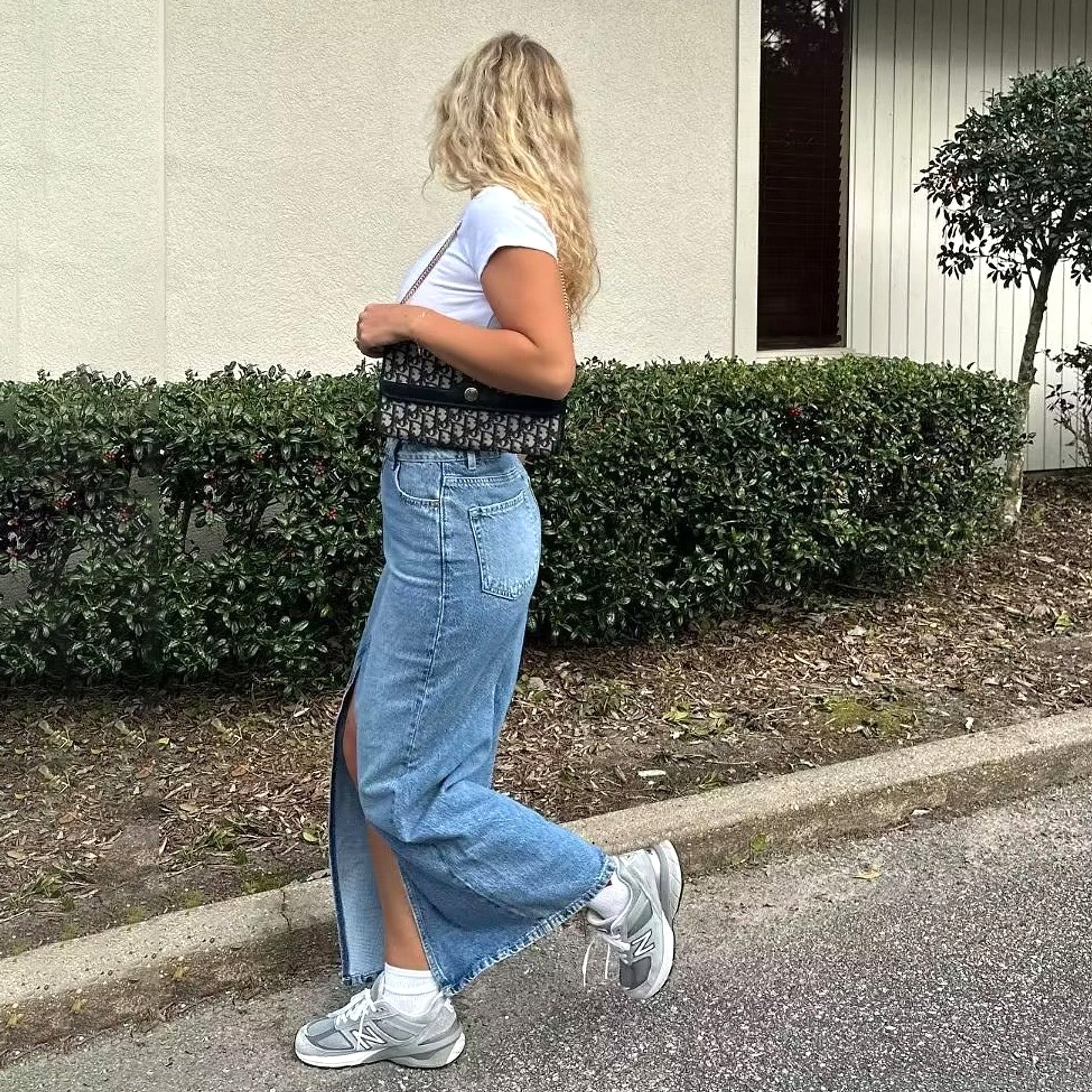 A1. Front Slit Hem Lock Street Denim Skirt - enhanced image 19