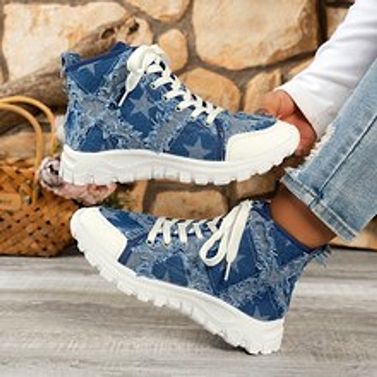 Autumn New High-top Leopard Print Flat-heeled Platform Lace Color Block Casual Women's Shoes - enhanced image 19