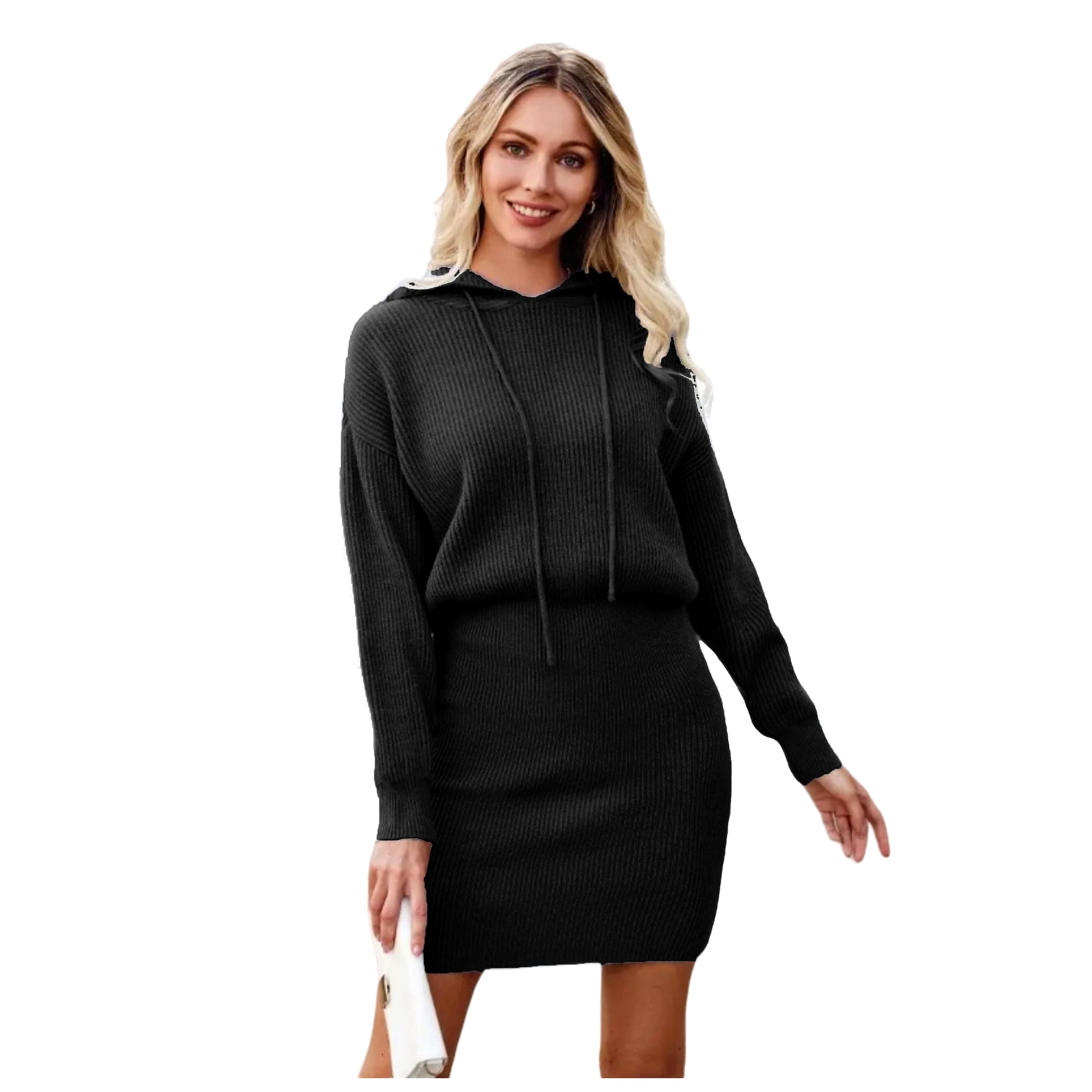Casual Dress Mid-length Hooded Cinched Waist Sweater - enhanced image 19