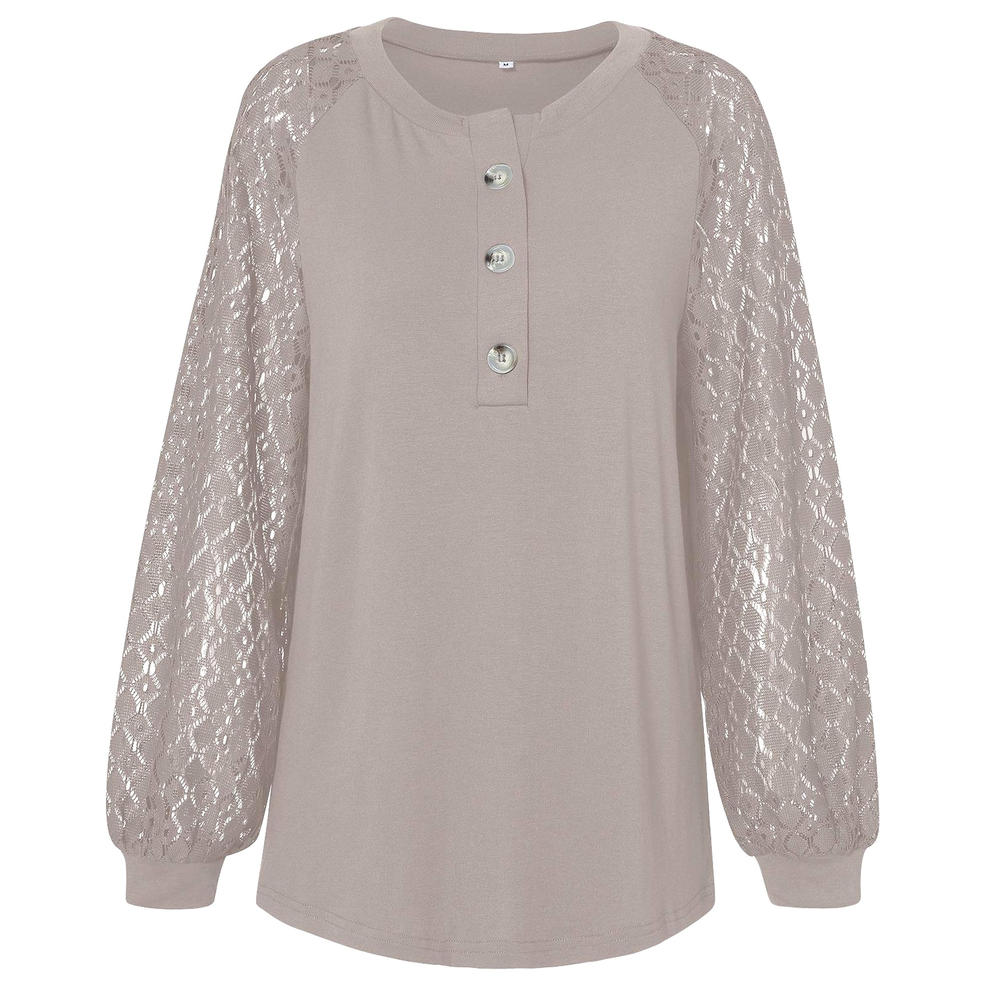 Casual Lace Button Top Women T-Shirt - enhanced image 19