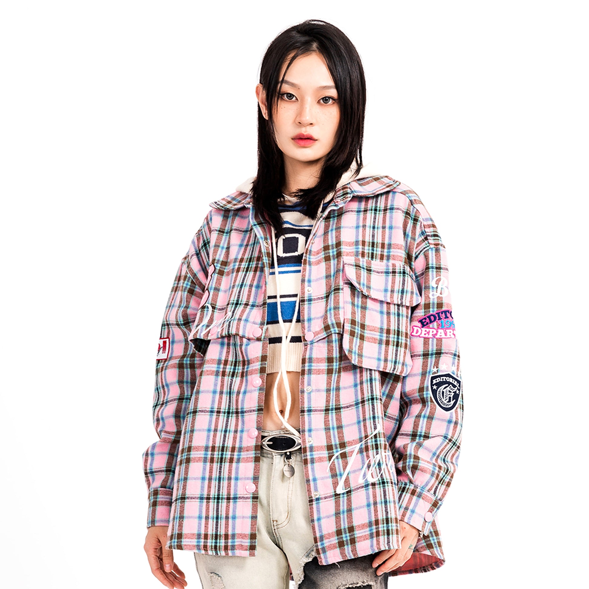 Fashion Brand Plaid Long Sleeve DressShirt Coat Jacket Men & Women - enhanced image 19
