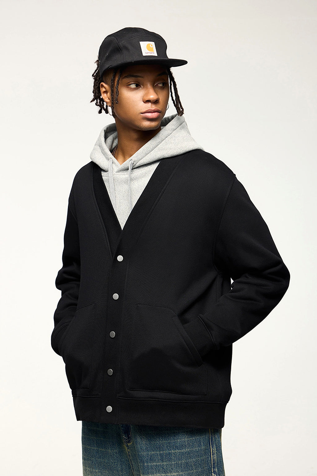 Flame Single-layer Fleece-lined Cardigan Coat Loose-fitting Casual Pullover - enhanced image 19