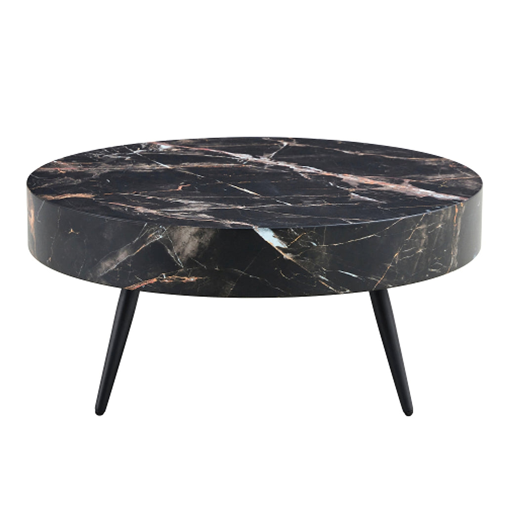 LuxeHome™ – 31.5" Black Marble Round Coffee Table with Adjustable Metal Legs (US Warehouse) - enhanced image 19