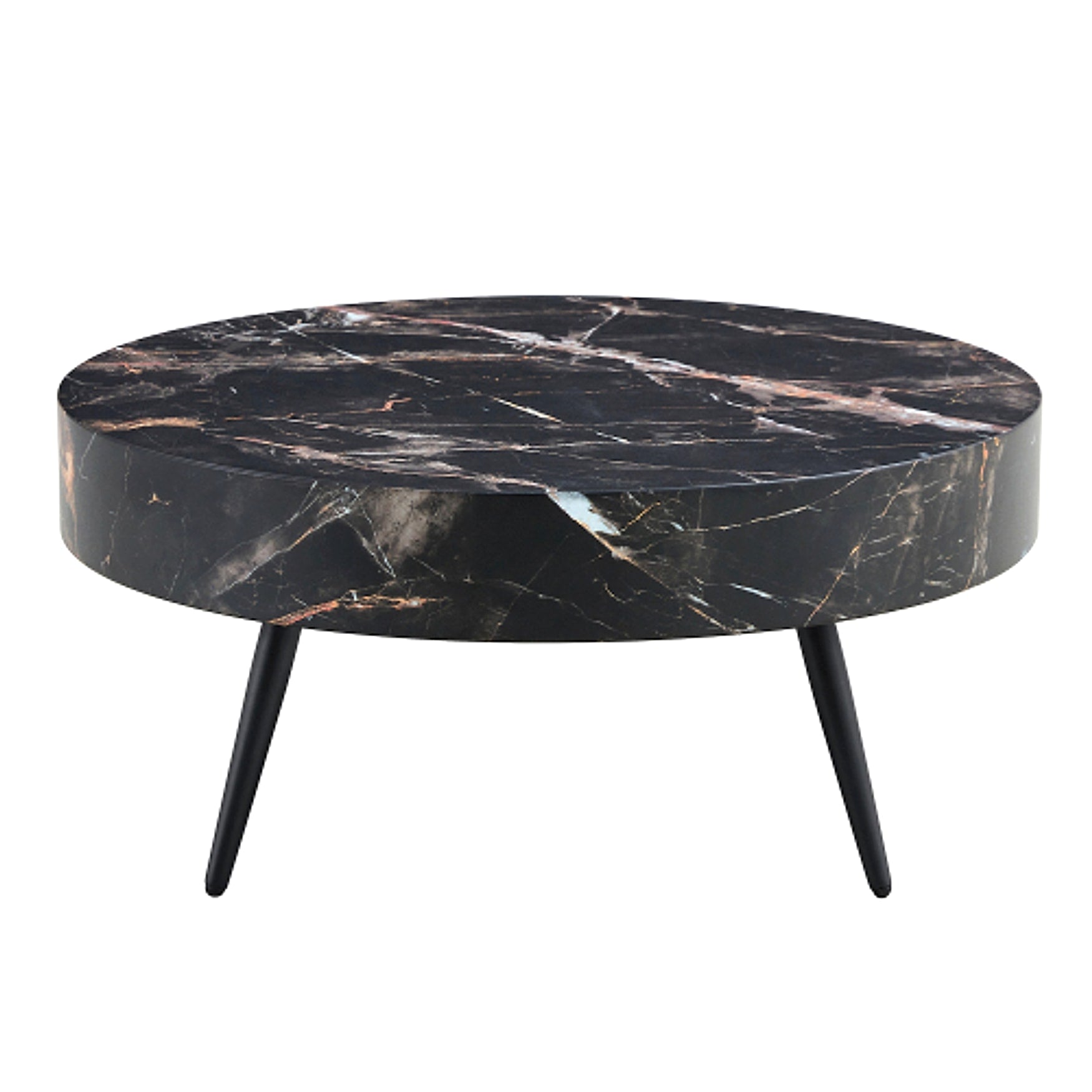 LuxeHome™ – 31.5" Black Marble Round Coffee Table with Adjustable Metal Legs (US Warehouse) - enhanced image 19