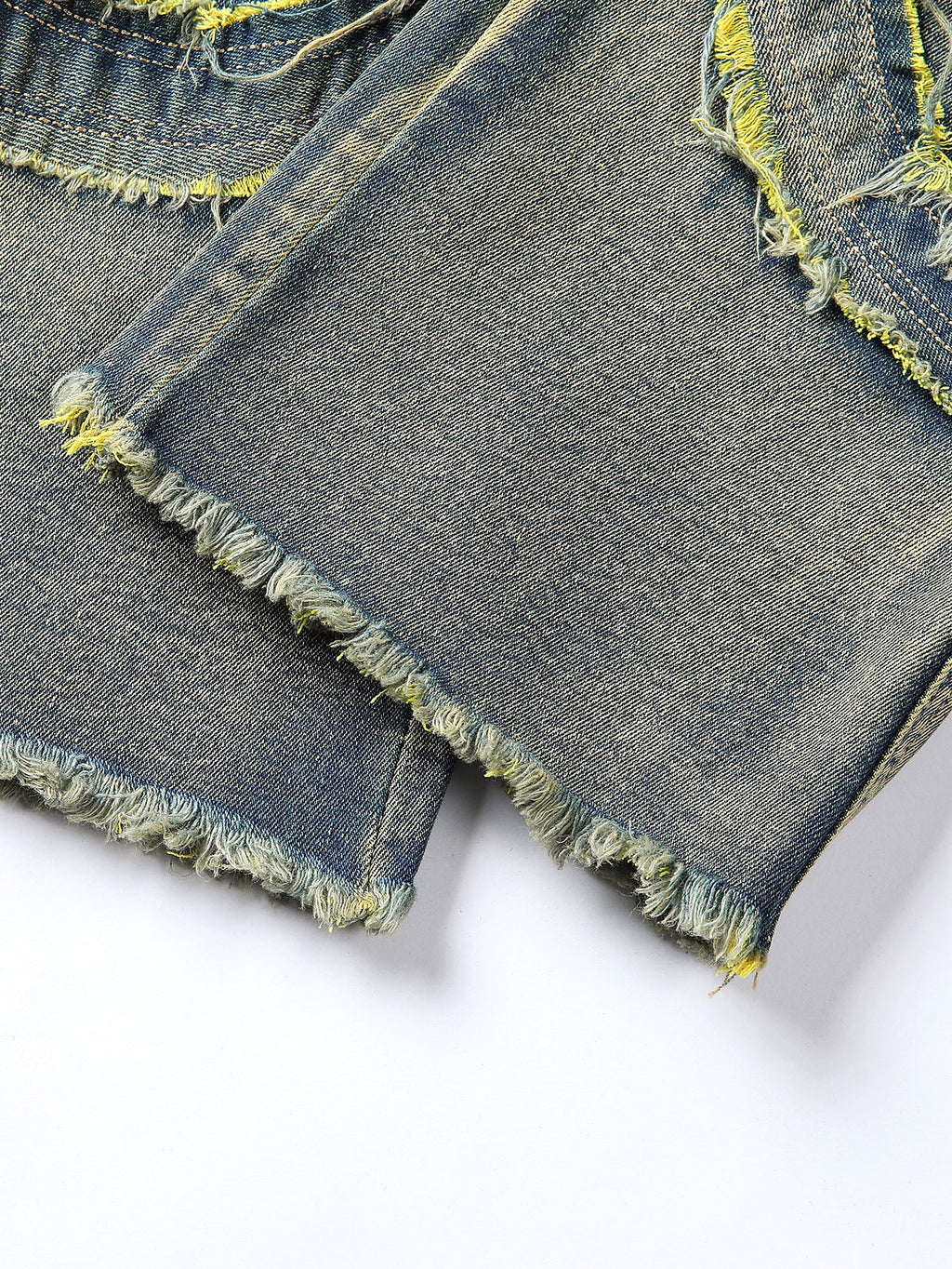 Men's Patchwork Fringe Slightly Flared Stretch Jeans - enhanced image 19
