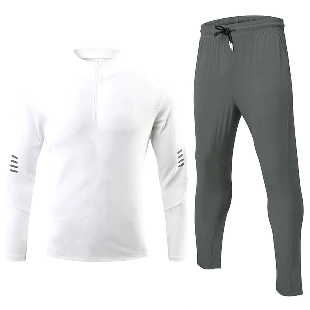 Sports Fitness Men's Long Sleeve Top Zip-up Shirt Trousers Two-piece Suit - enhanced image 19