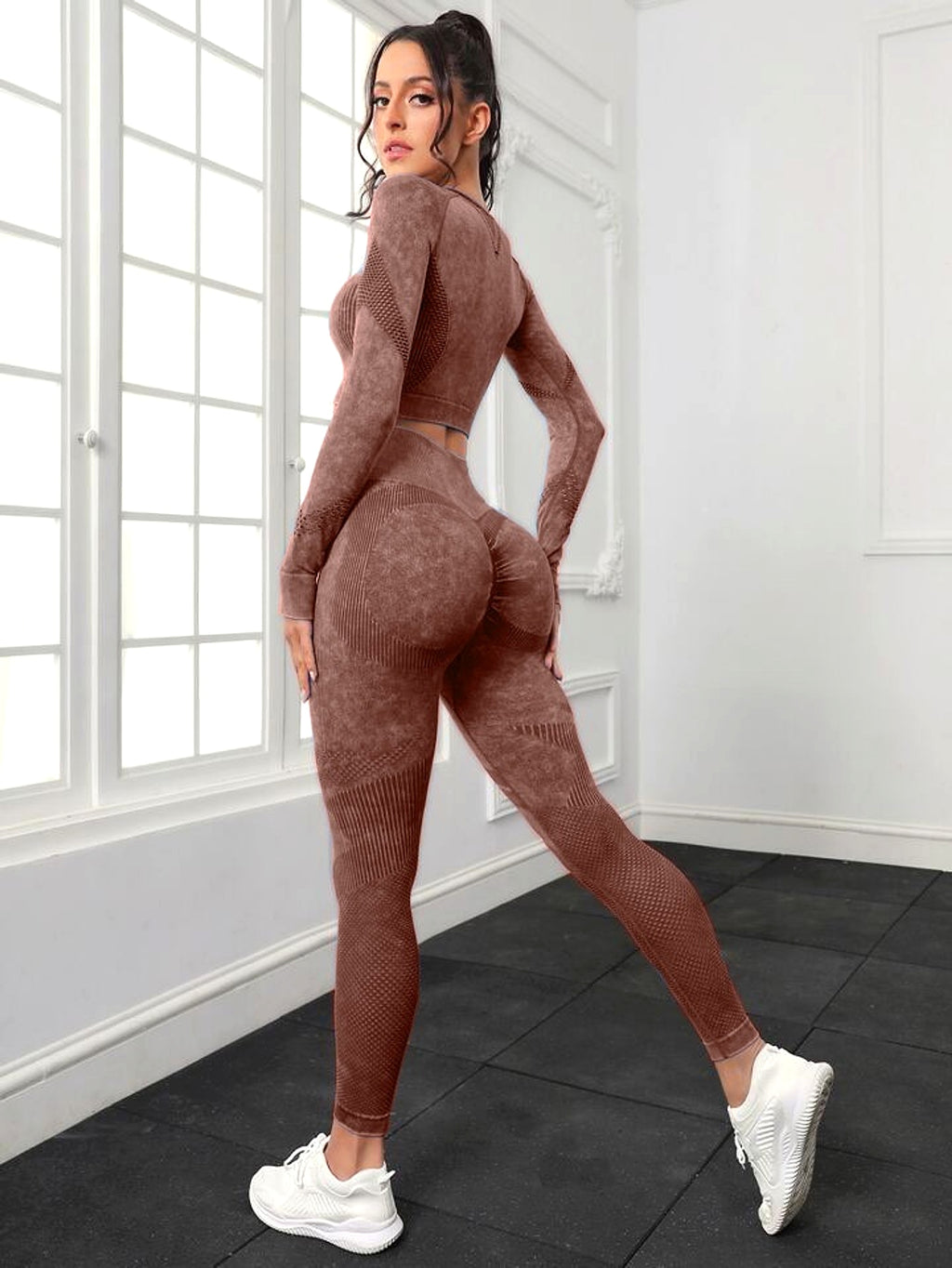 A.1 Sports Long Sleeve Fitness Yoga Leggings Pants Two-piece Set - enhanced image 19