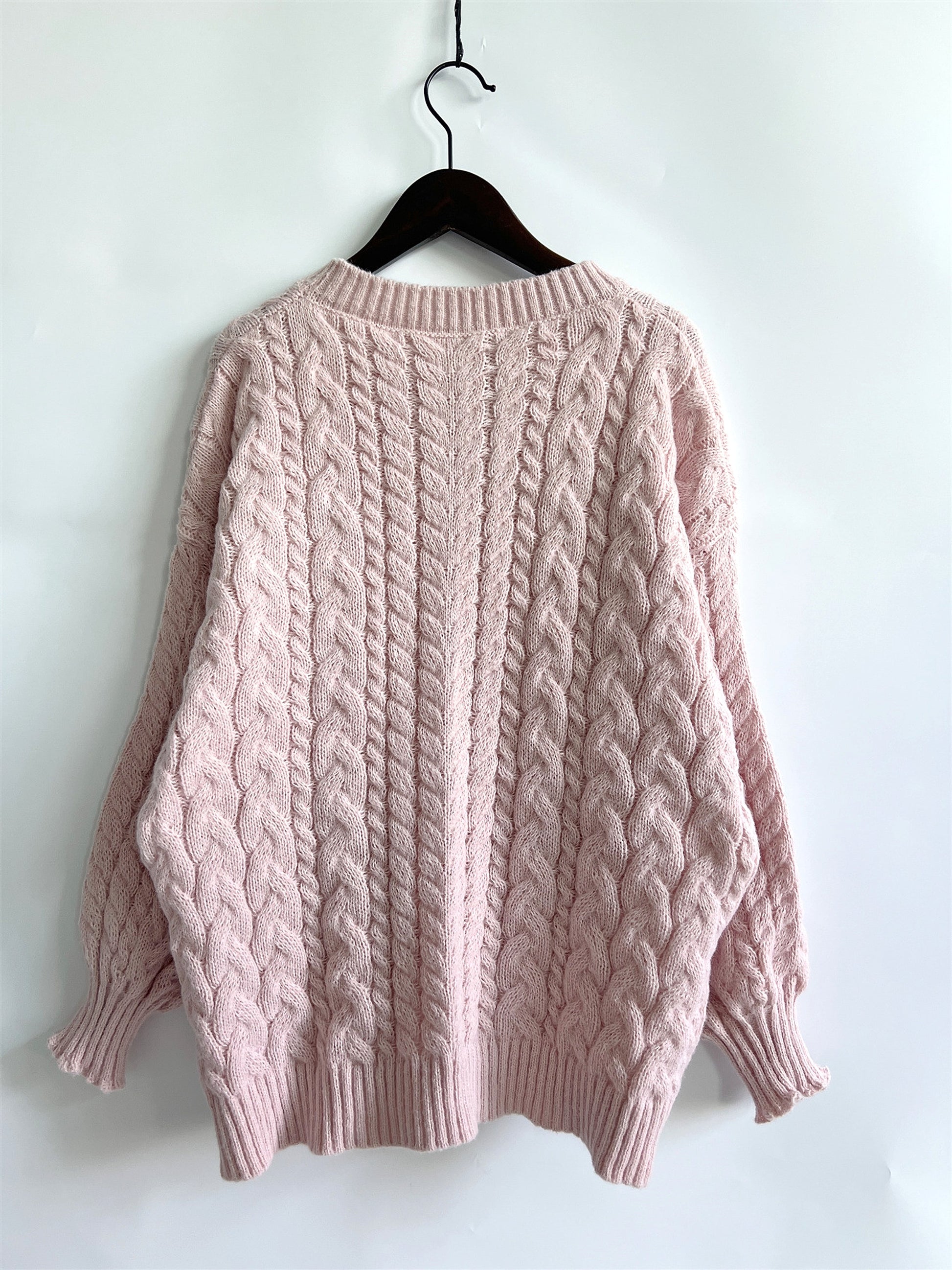 Vintage Vertical Stripes Twist Round Neck Long Sleeve Knitted Pullover Thick Needle Sweater For Women - enhanced image 19