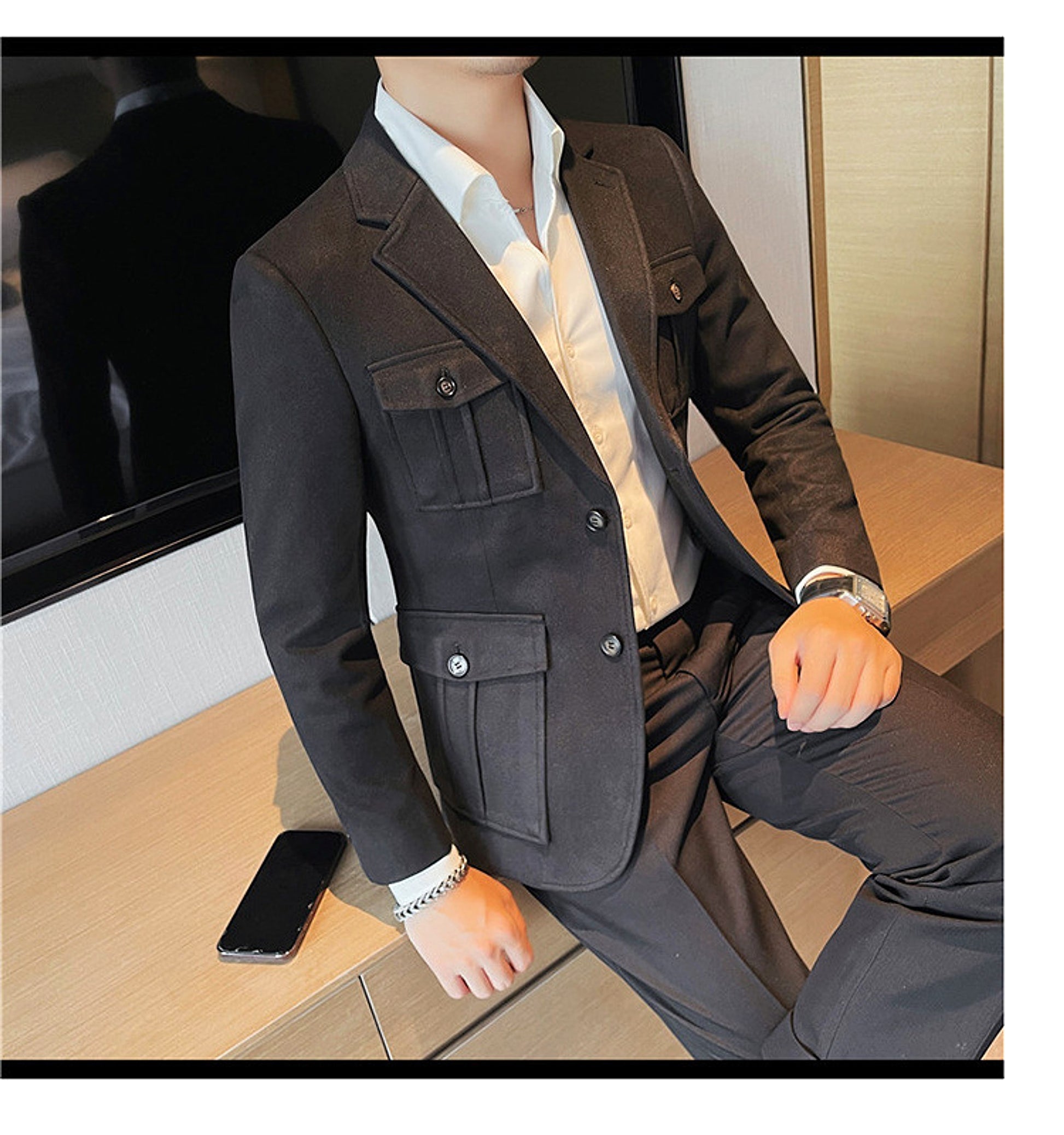 Woolen Suit Men's Single-breasted Suit Jacket - enhanced image 19