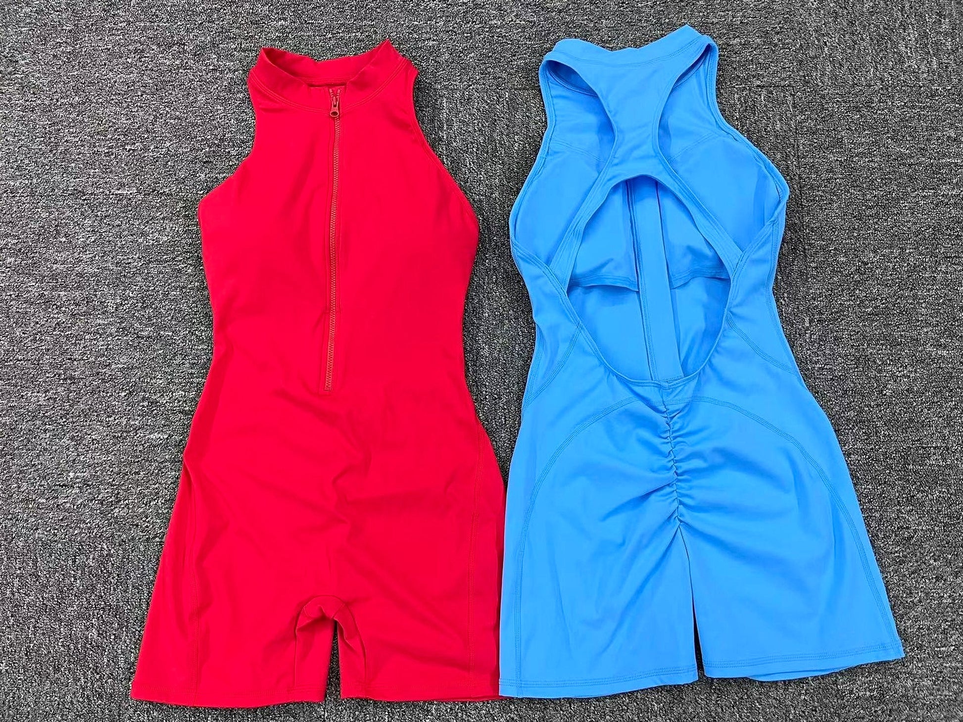 A1. Zippered Yoga Fitness Shorts Jumpsuit Leggings - enhanced image 19