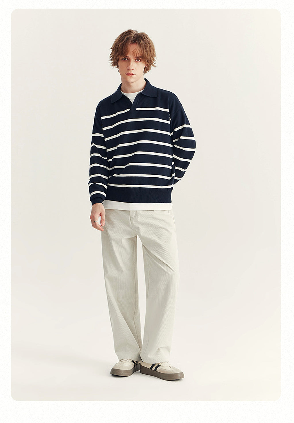 High-grade Loose Contrast Color Striped Sweater Long Sleeve Inner Wear Sweater For Men - enhanced image 20