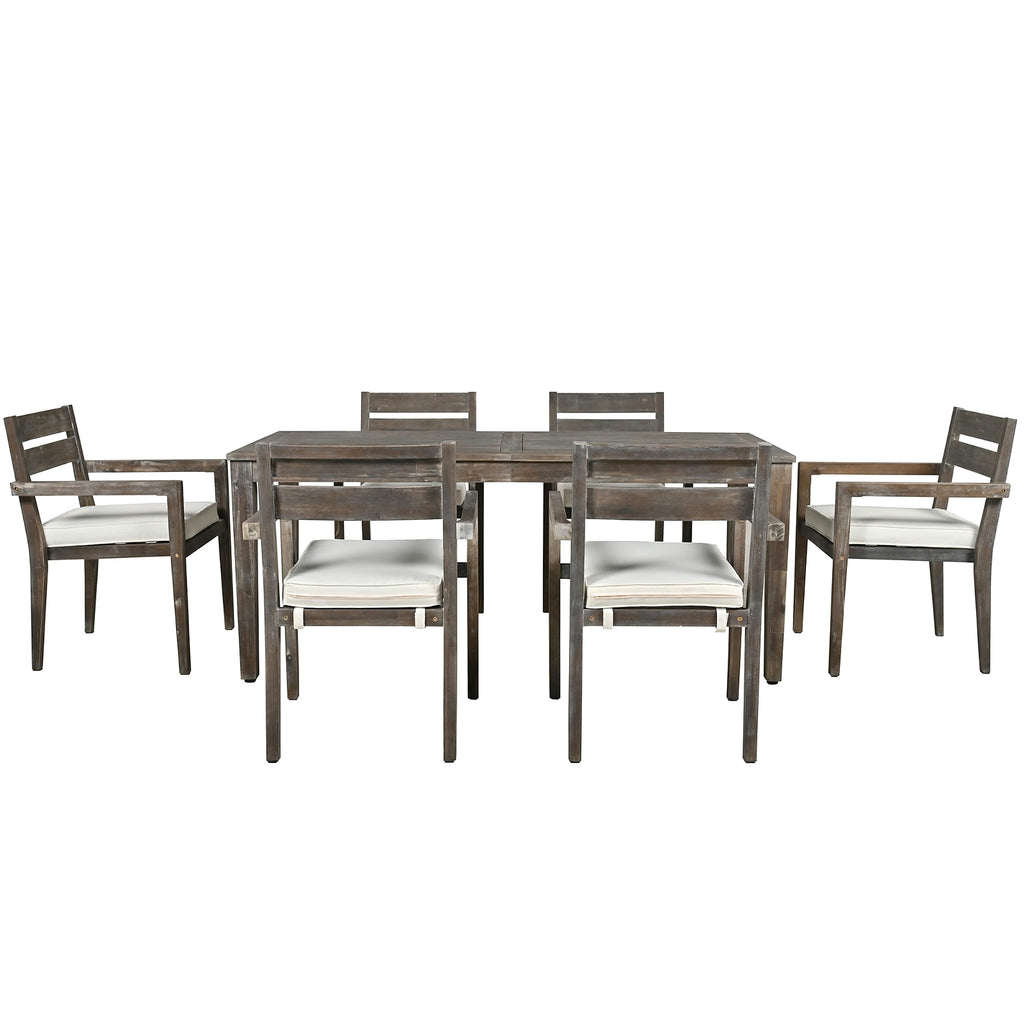 LuneluX_Home - Premium Hardwood Style Outdoor Dining Set (Grey, 6-Seater) - enhanced image 20