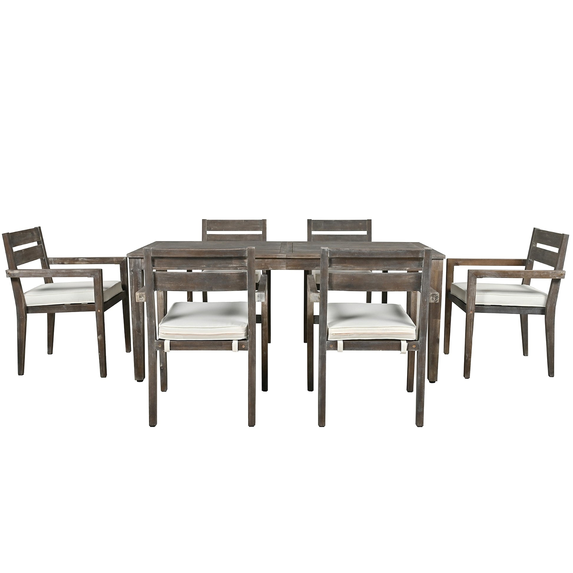 LuneluX_Home - Premium Hardwood Style Outdoor Dining Set (Grey, 6-Seater) - enhanced image 20