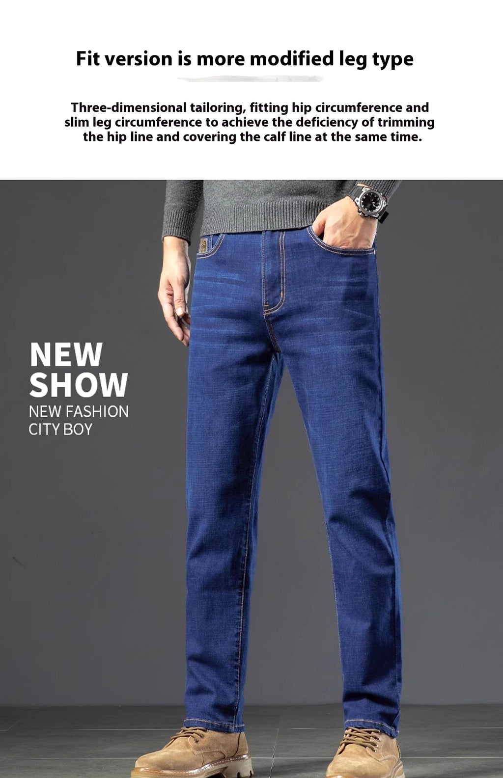 Men's Fleece Addition Denim Trousers Men's Pants Jeans Winter - enhanced image 20