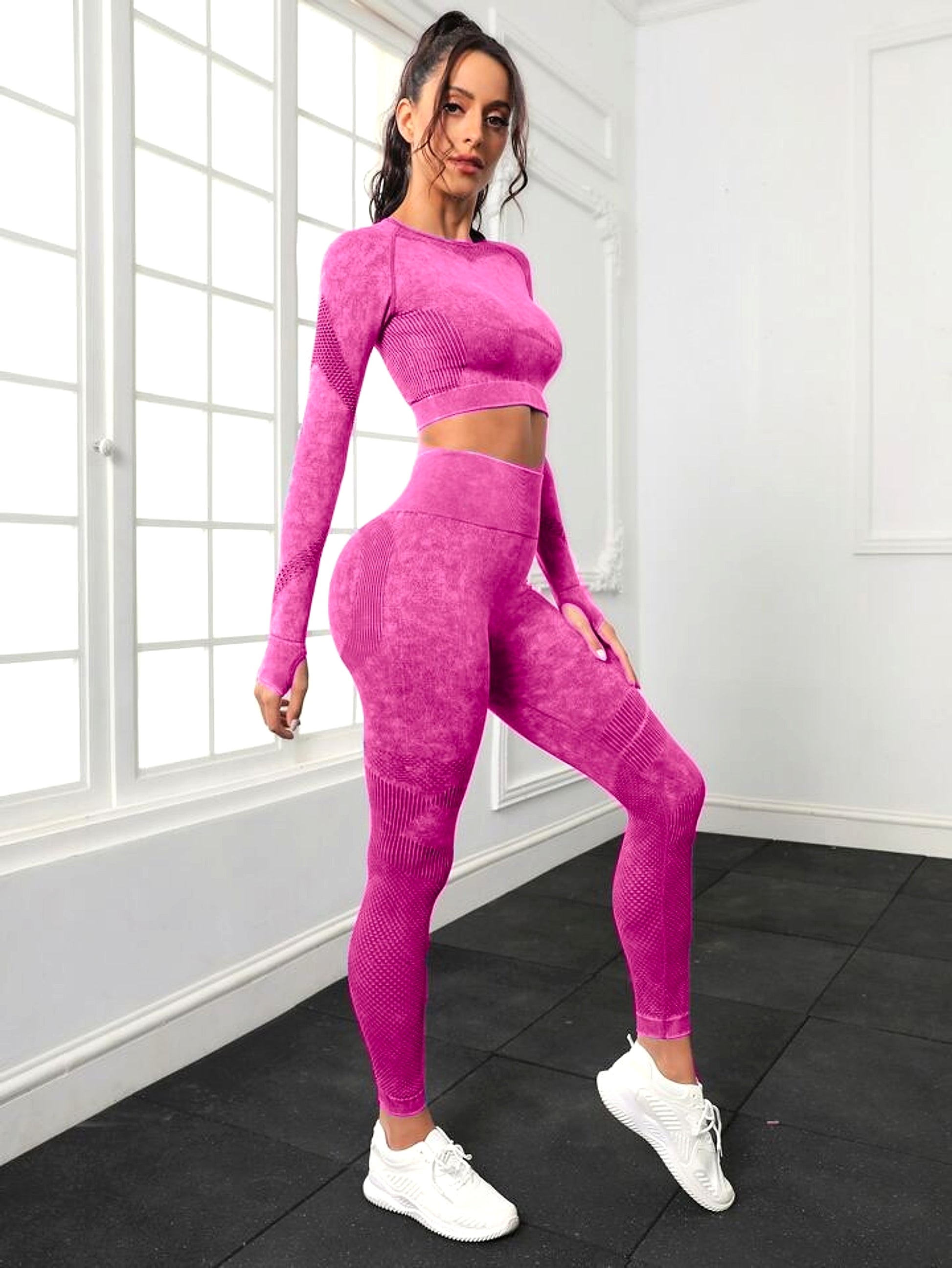 A.1 Sports Long Sleeve Fitness Yoga Leggings Pants Two-piece Set - enhanced image 20