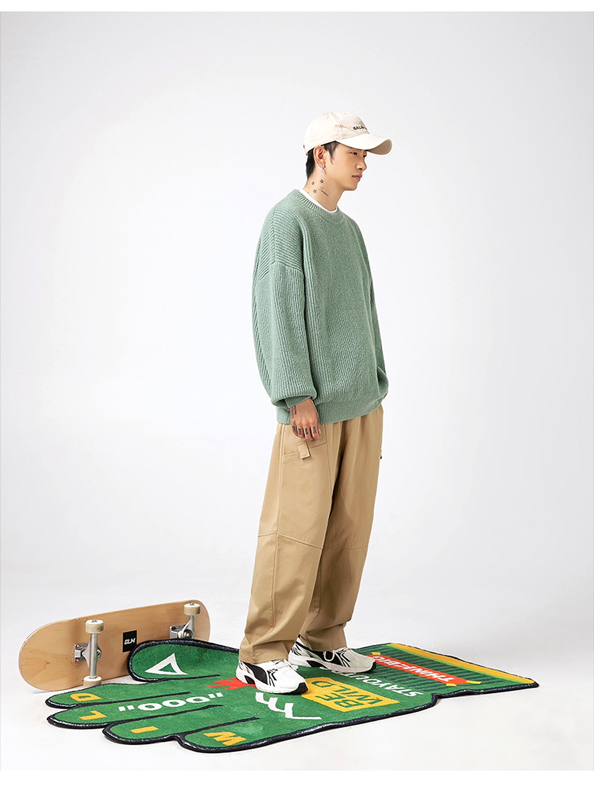 Thick Needle Sunken Stripe Texture Sweater Men's Autumn And Winter Solid Color Coat - enhanced image 20