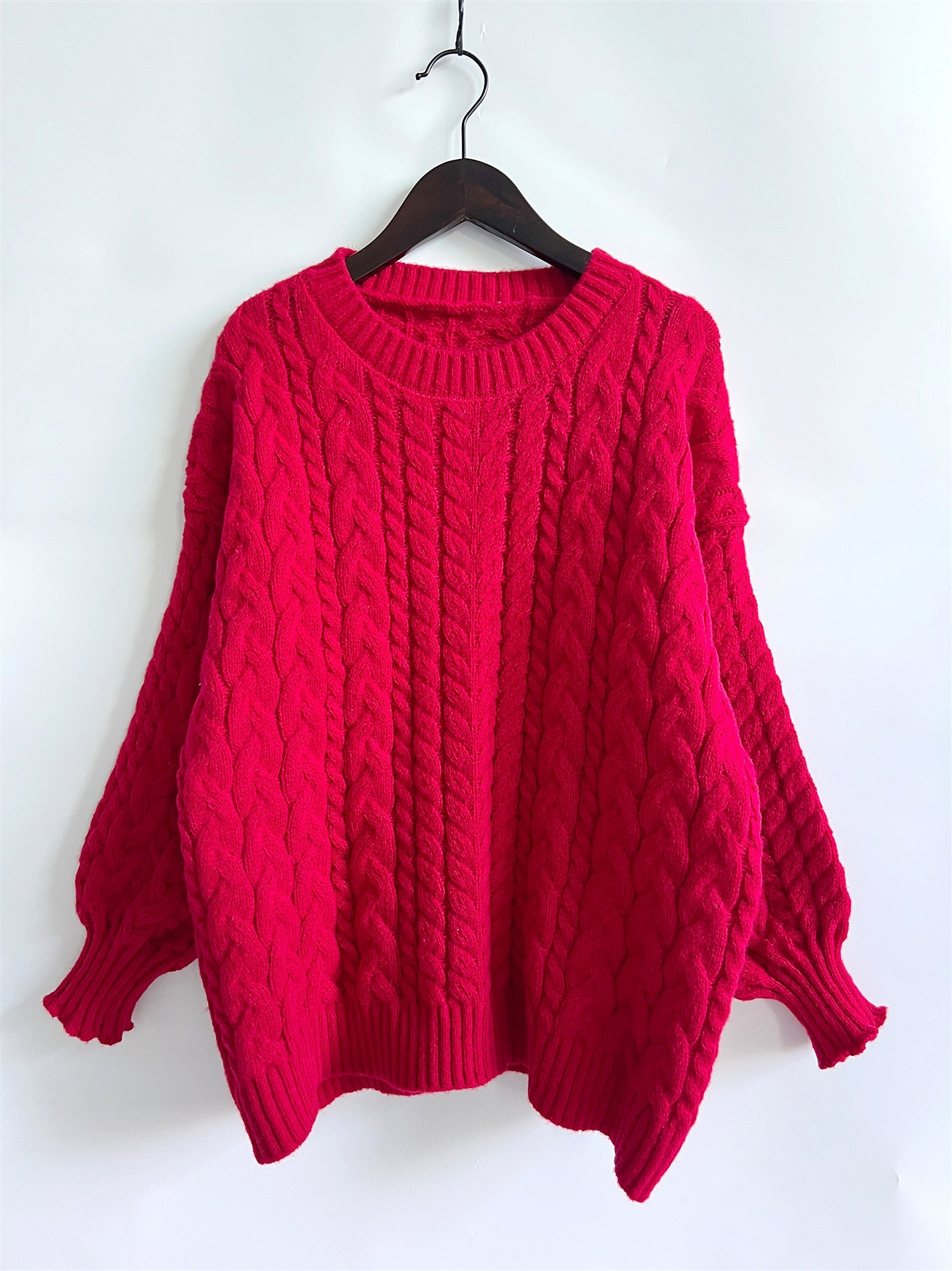 Vintage Vertical Stripes Twist Round Neck Long Sleeve Knitted Pullover Thick Needle Sweater For Women - enhanced image 20