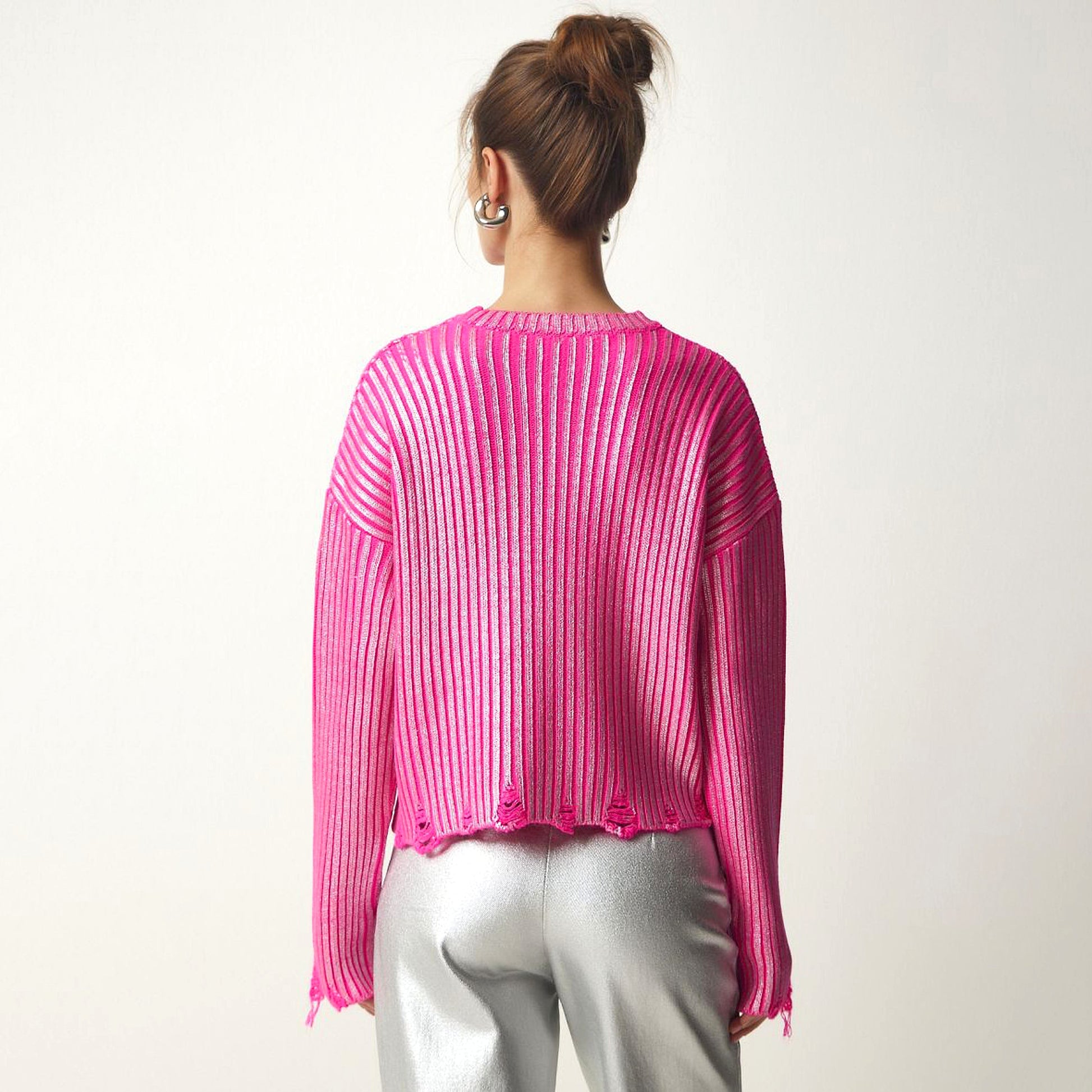 Women's Ragged Design Short Sweater Knitwear Top - enhanced image 20